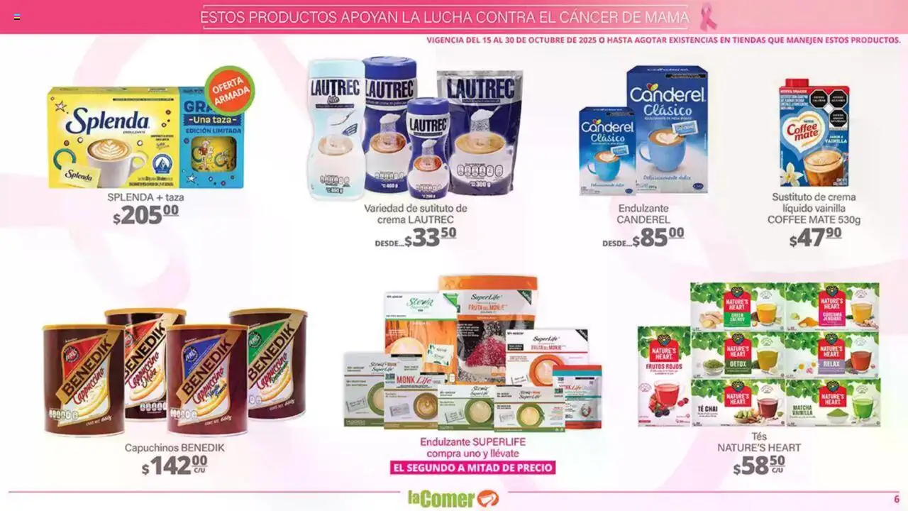 Nuevas ofertas de La Comer válidas en toda la República Mexicana desde el 15.10.2025. ¡Encuentra las mejores ofertas en La Comer - Folleto! | Página: 6 | Productos: Taza, Crema, Mate, Té