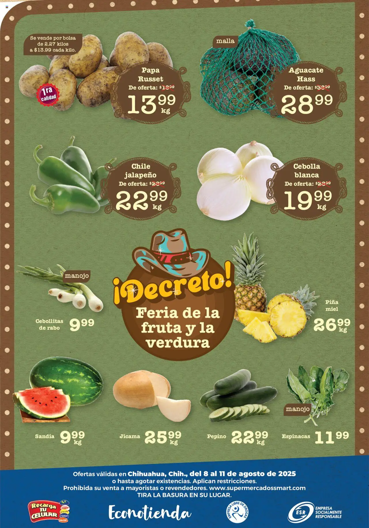 Nuevas ofertas de S-Mart válidas en toda la República Mexicana desde el 08.08.2025. ¡Encuentra las mejores ofertas en S-Mart - Folleto! | Página: 6 | Productos: Cebolla, Sandía, Aguacate, Malla