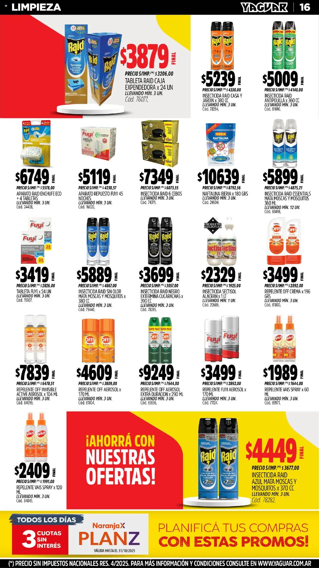 Yaguar - Santa Fe │ válido desde el 20.10.2025 | Página: 16 | Productos: Repelente, Insecticida, Enchufe, Caja
