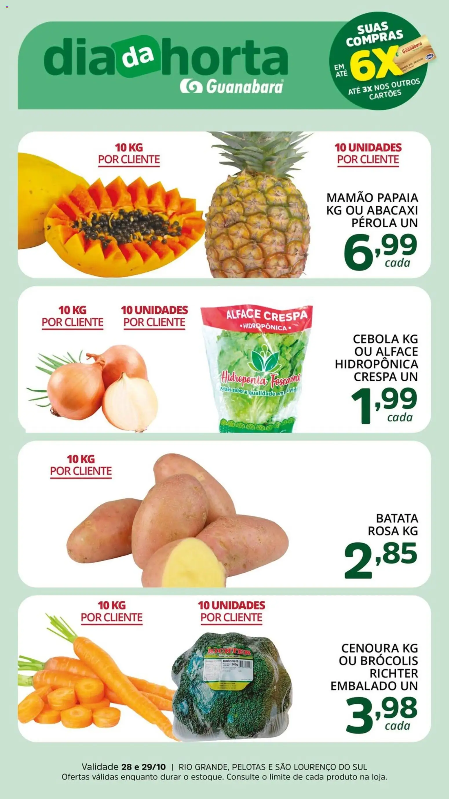 Supermercado Guanabara Folheto - válido de 28.10.2025 | Página: 2 | Produtos: Abacaxi, Cenoura, Alface, Batata