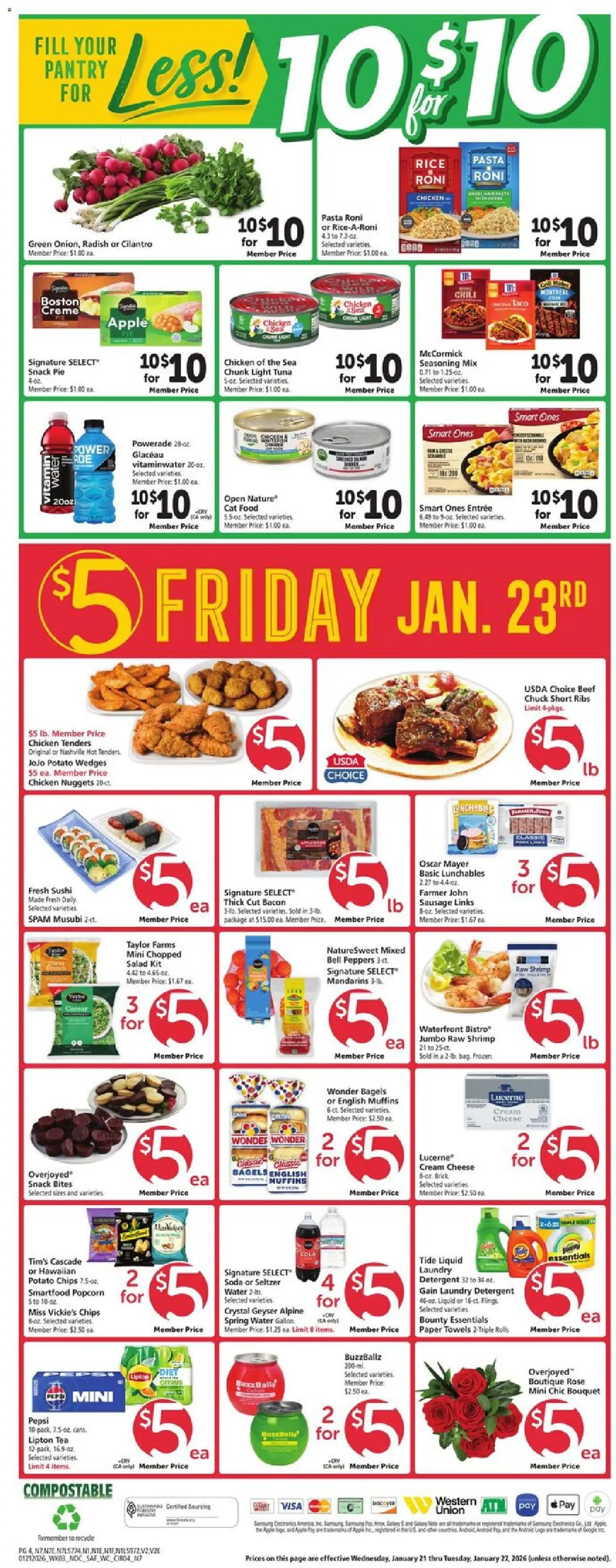 Safeway Weekly Ad - valid from 21.01.2026 | Page: 4 | Products: Cat Food, Rice, Chips, Salad