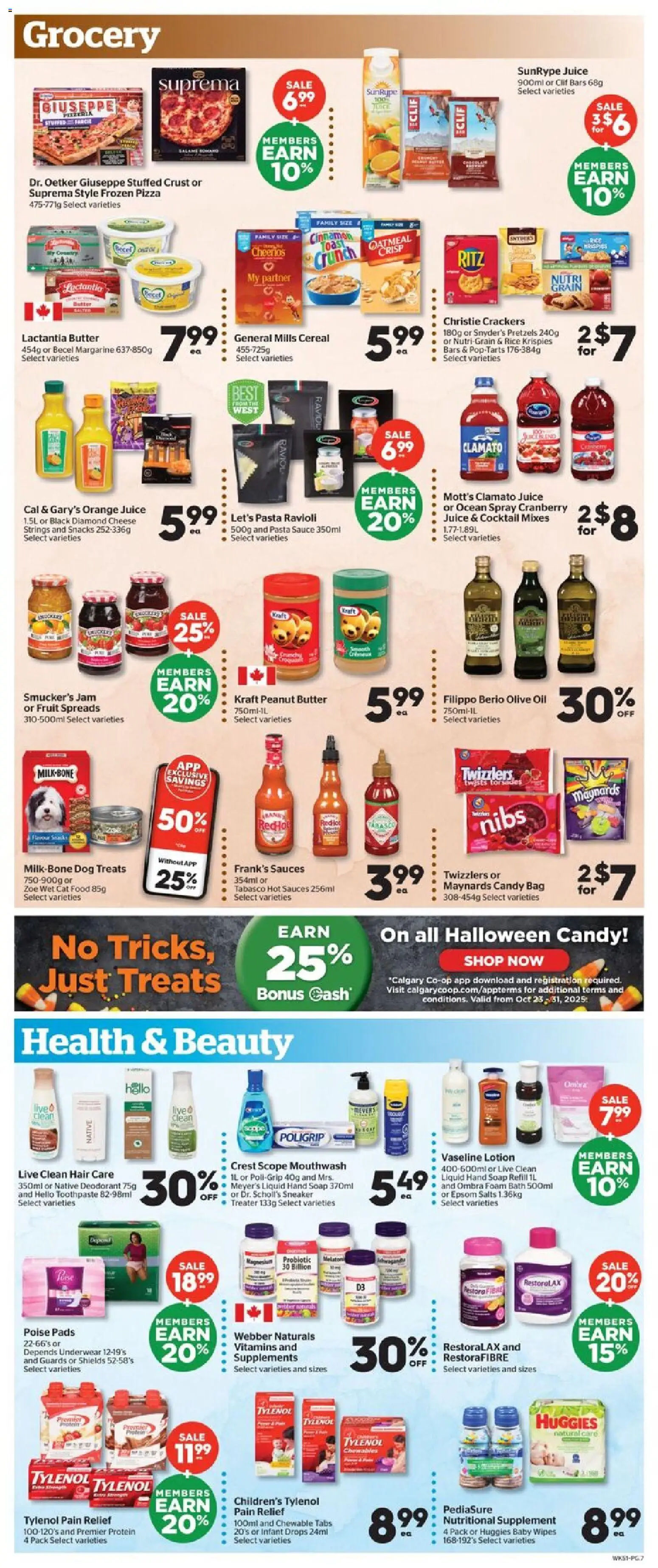 Calgary Co-op flyer valid from 23.10.2025 | Page: 7 | Products: Bag, Mouthwash, Bath, Butter
