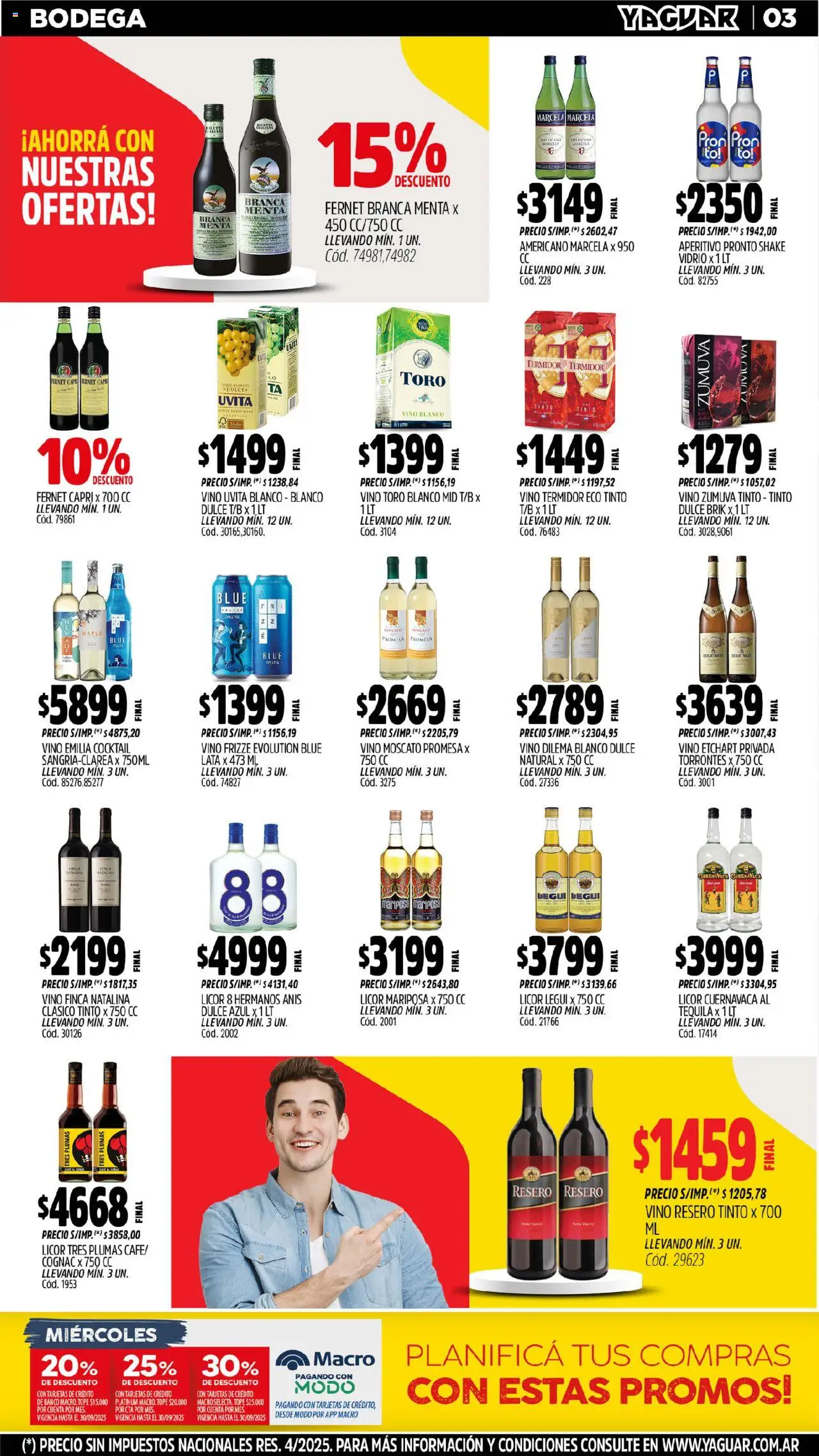 Yaguar - Córdoba │ válido desde el 08.09.2025 | Página: 5 | Productos: Banco, Fernet, Vino