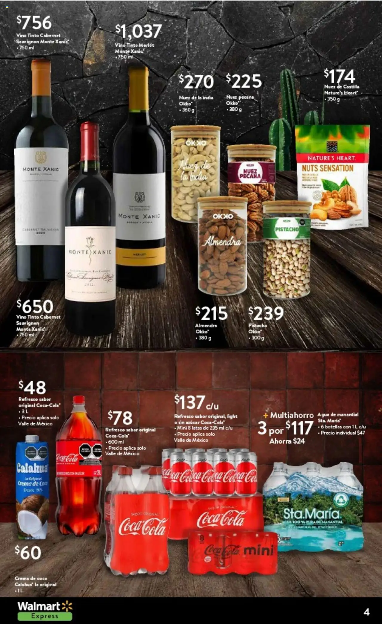 Nuevas ofertas de Walmart Express válidas en toda la República Mexicana desde el 03.09.2025. ¡Encuentra las mejores ofertas en Walmart - Folleto Fiestas Patrias! | Página: 4 | Productos: Crema, Agua, Nuez, Vino