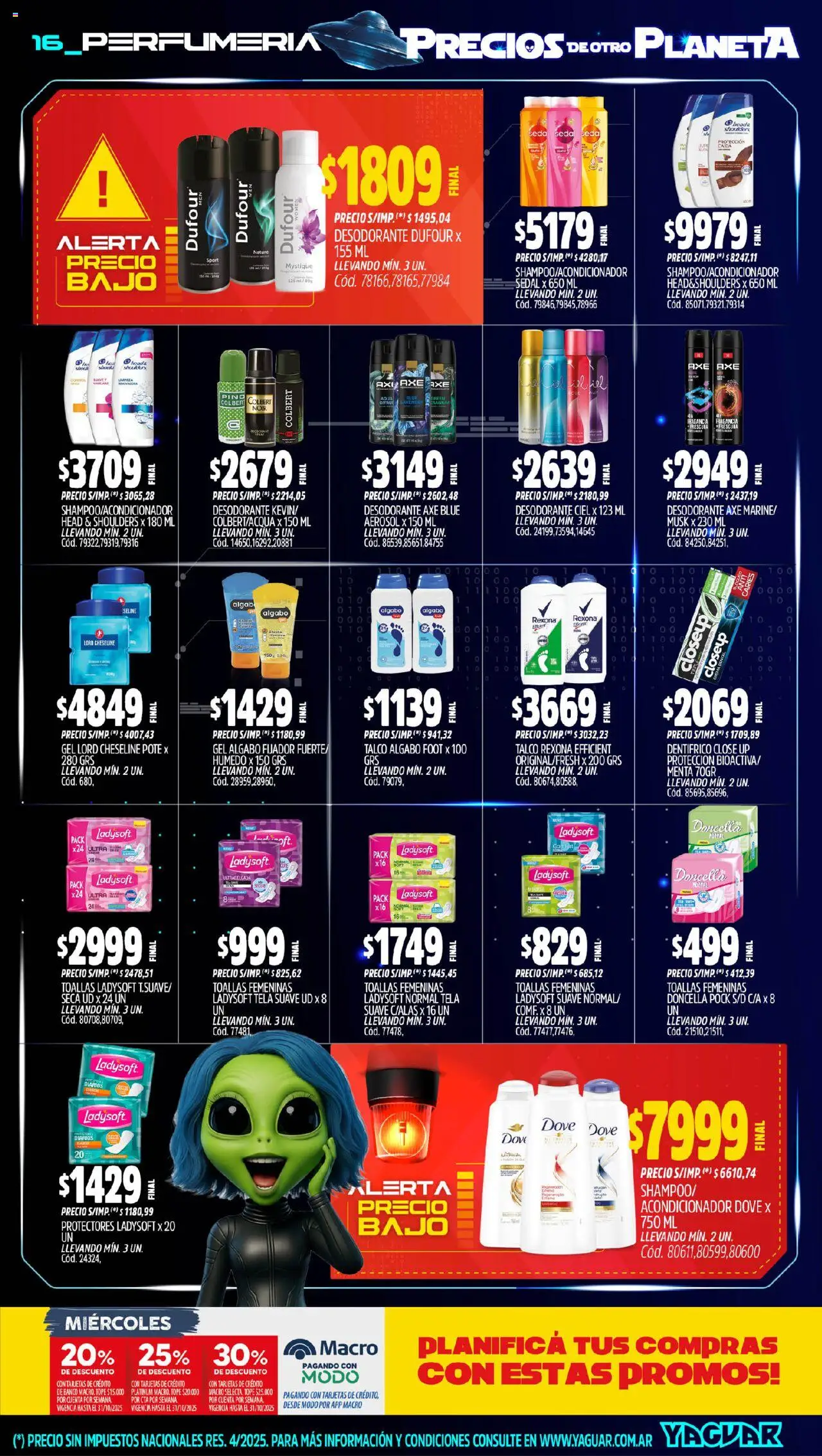 Yaguar - Mar del Plata │ válido desde el 06.10.2025 | Página: 16 | Productos: Toallas, Fragancia, Acondicionador, Desodorante