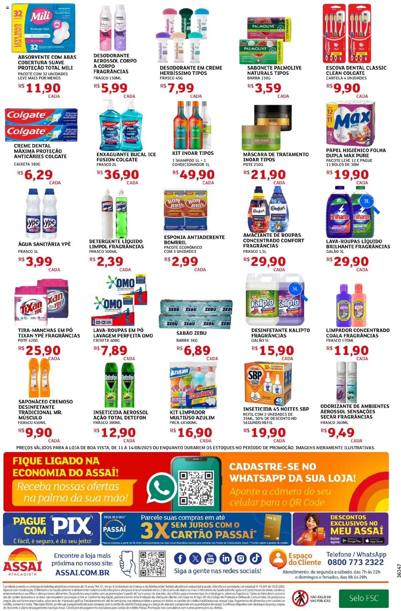 Assaí Atacadista Folheto - válido de 11.08.2025 | Página: 4 | Produtos: Telefone, Creme dental, Papel higiênico, Câmera