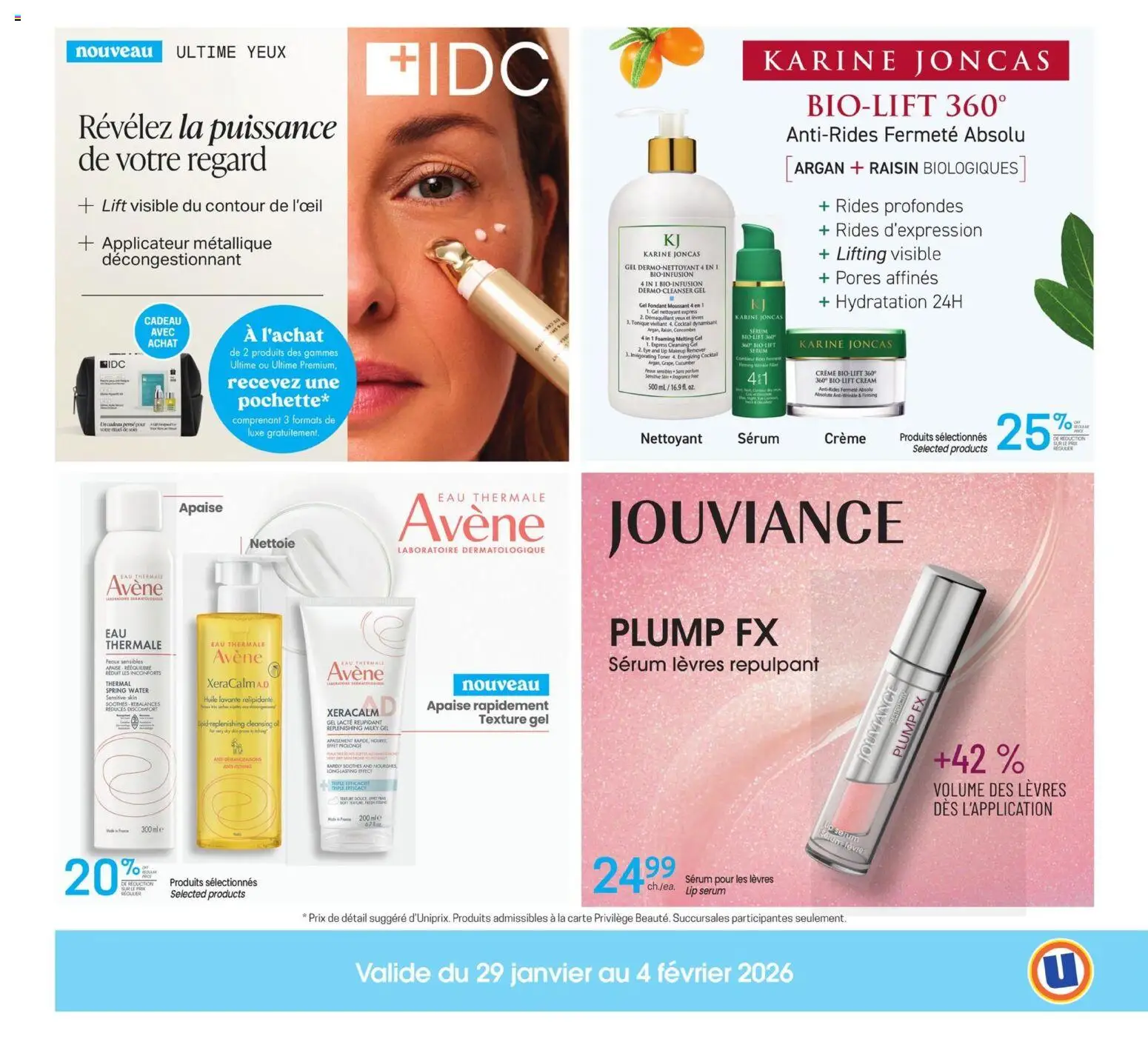 Uniprix flyer valid from 29.01.2026 | Page: 4 | Products: Cream, Toner, Makeup remover