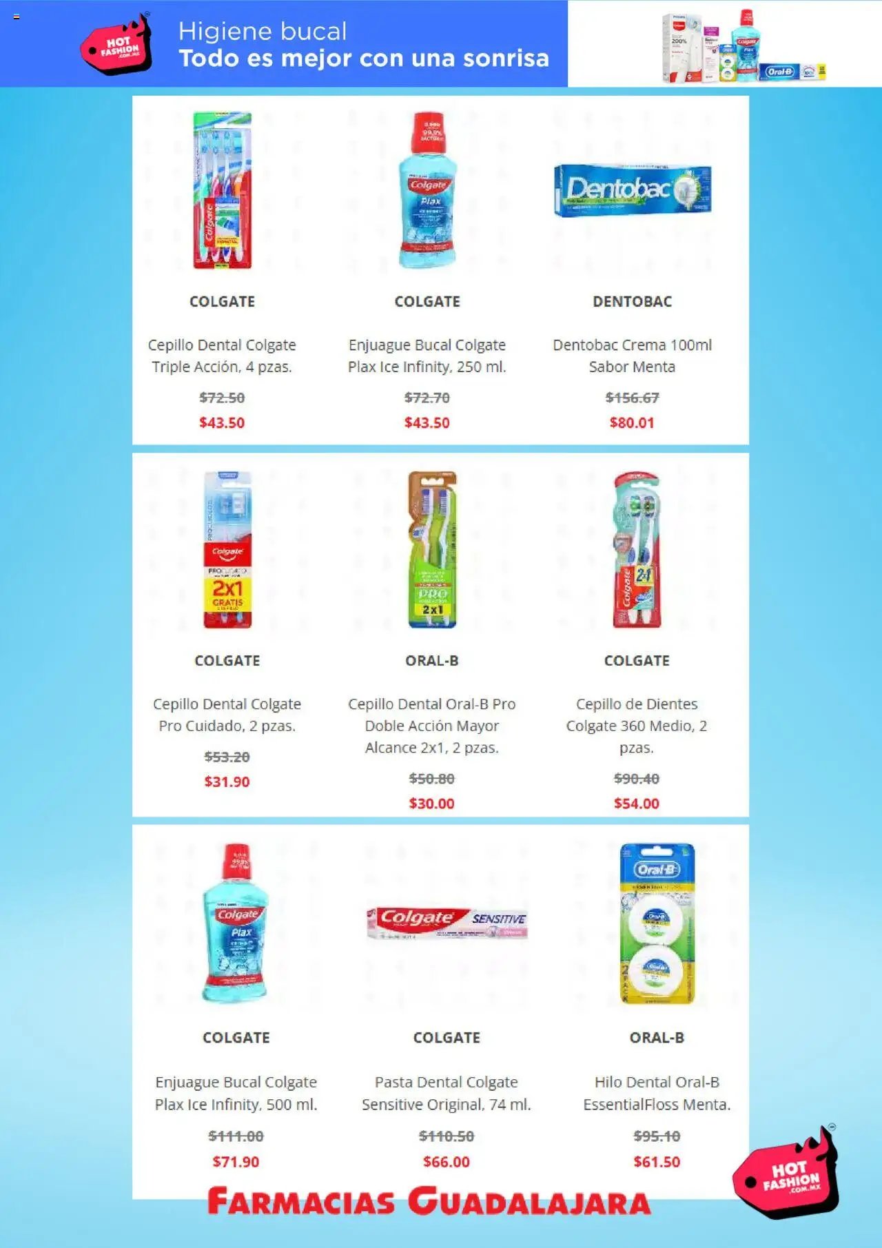 Nuevas ofertas de Farmacia Guadalajara válidas en toda la República Mexicana desde el 11.08.2025. ¡Encuentra las mejores ofertas en Farmacia Guadalajara - Hot Sale! | Página: 6 | Productos: Cepillo de dientes, Enjuague bucal, Cepillo, Hilo dental