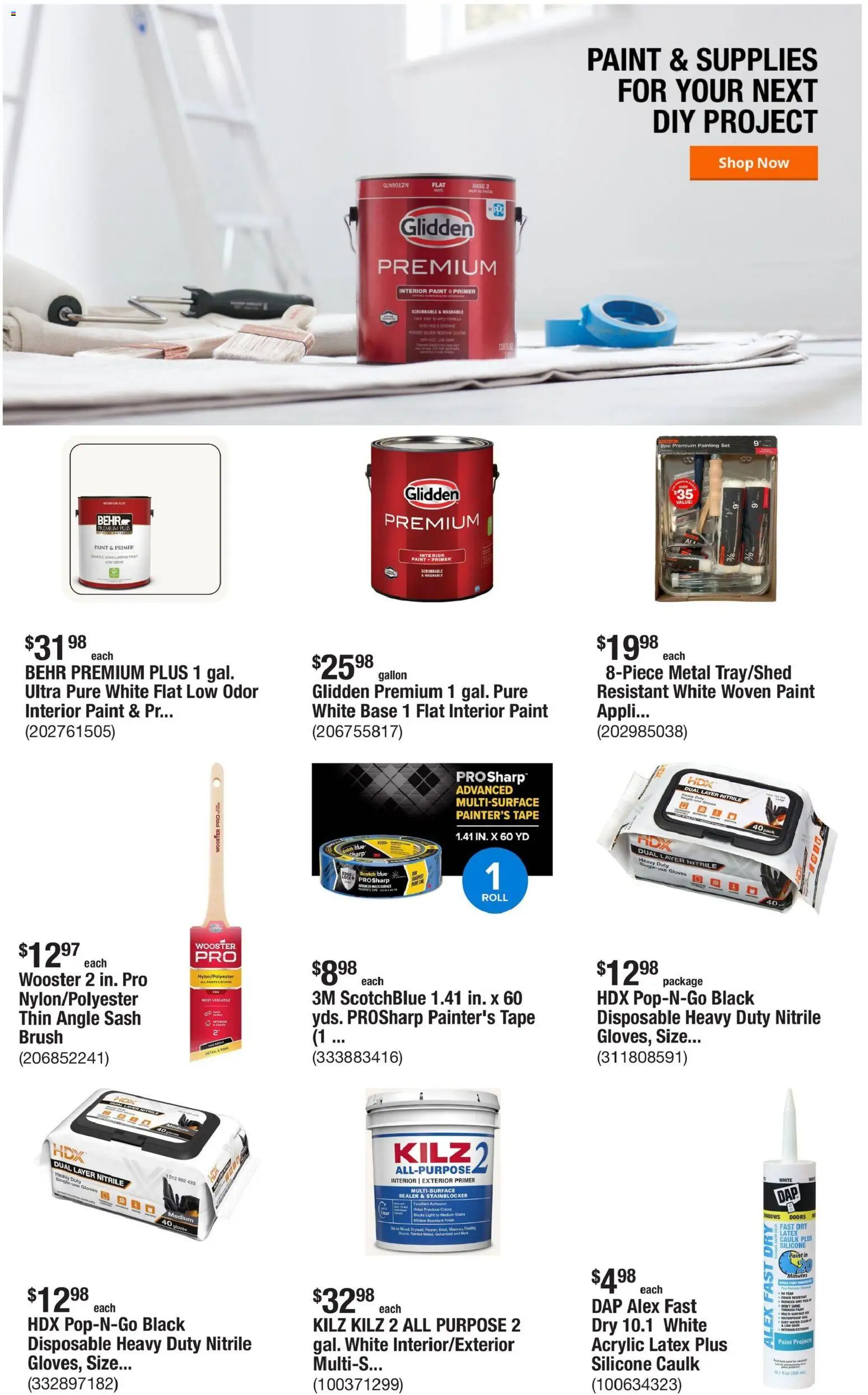 Home Depot Weekly Ad - FL - valid from 29.01.2026 | Page: 7 | Products: Trim, Acrylic, Brush, Gloves