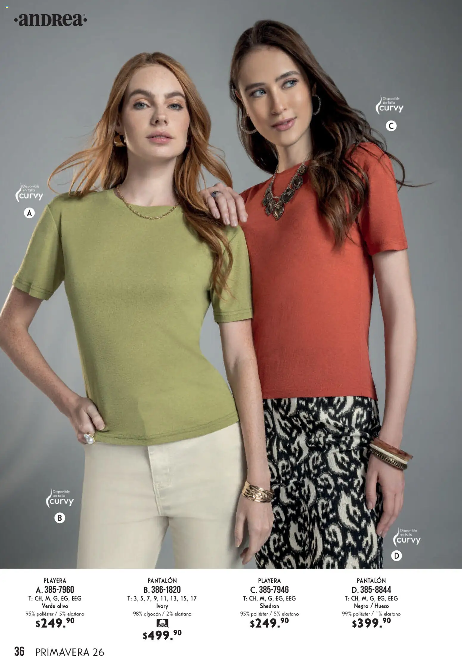 Nuevas ofertas de Andrea válidas en toda la República Mexicana desde el 22.03.2026. ¡Encuentra las mejores ofertas en Andrea catálogo Lo más top! | Página: 36 | Productos: Algodón, Playera