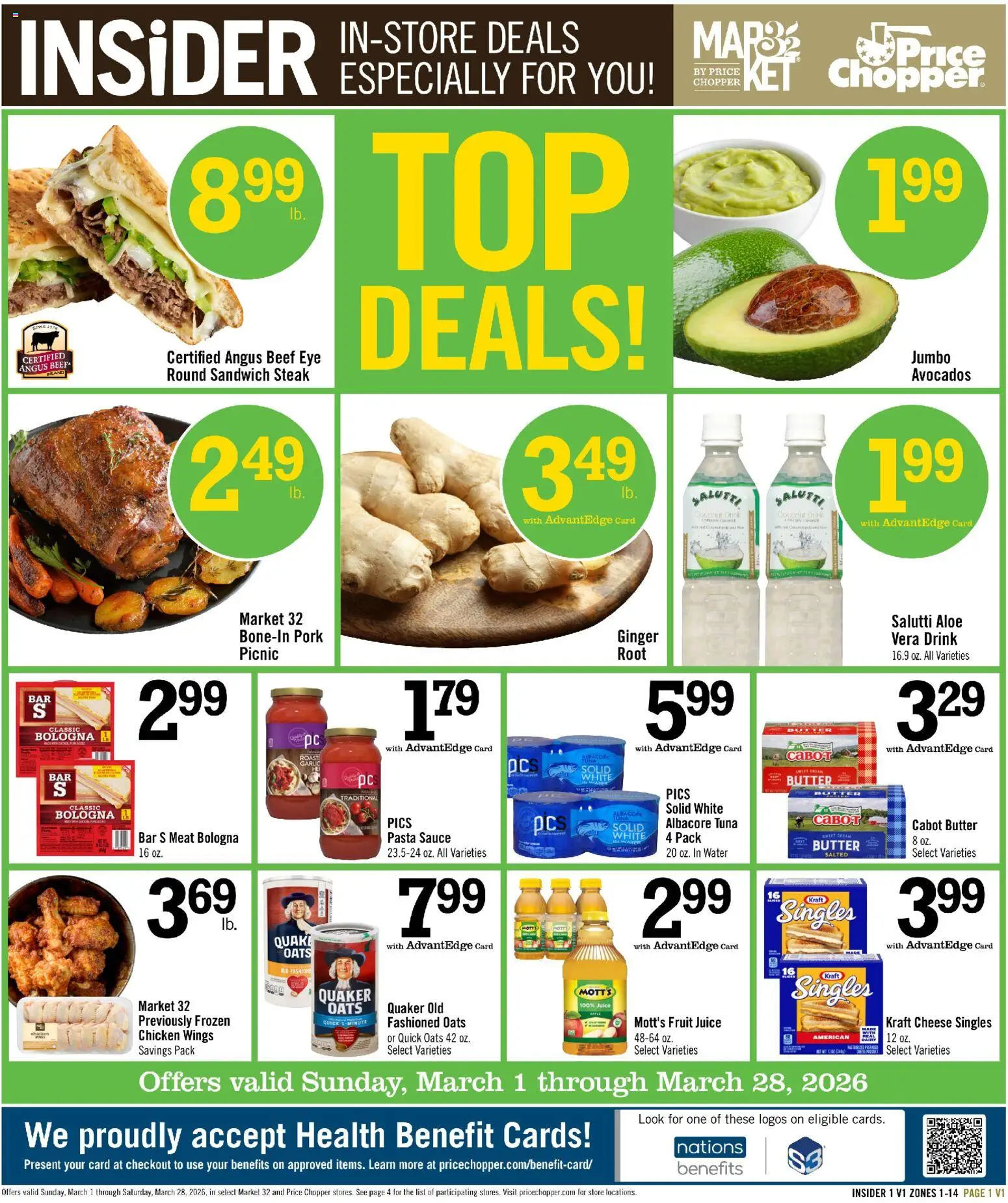 Price Chopper Insider Flyer - valid from 01.03.2026 | Page: 1 | Products: Cheese, Pasta, Water, Sauce