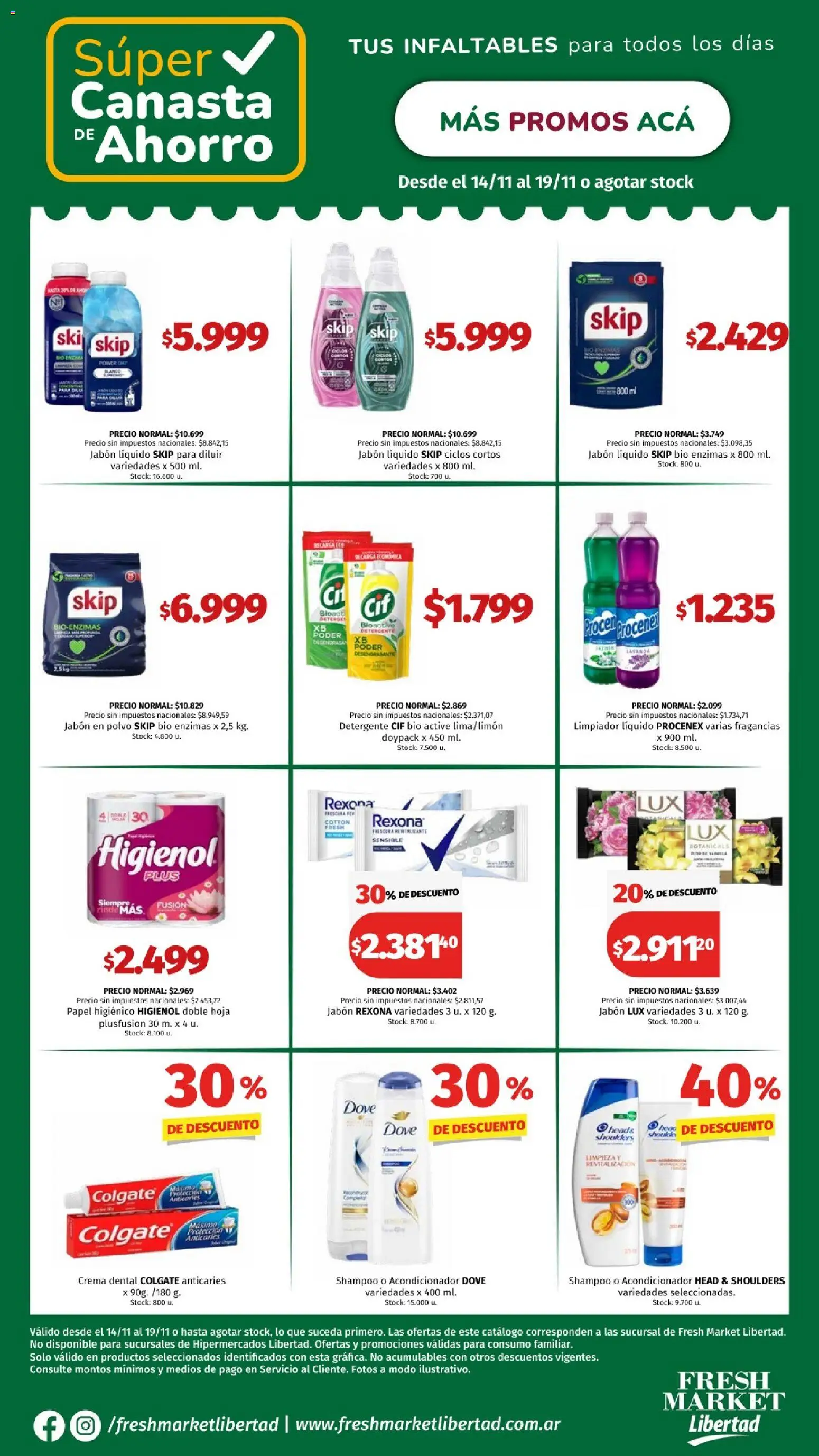 Hipermercado Libertad - Super Canasta de Ahorro │ válido desde el 14.11.2025 | Página: 4 | Productos: Papel higiénico, Polvo, Shampoo, Jabón