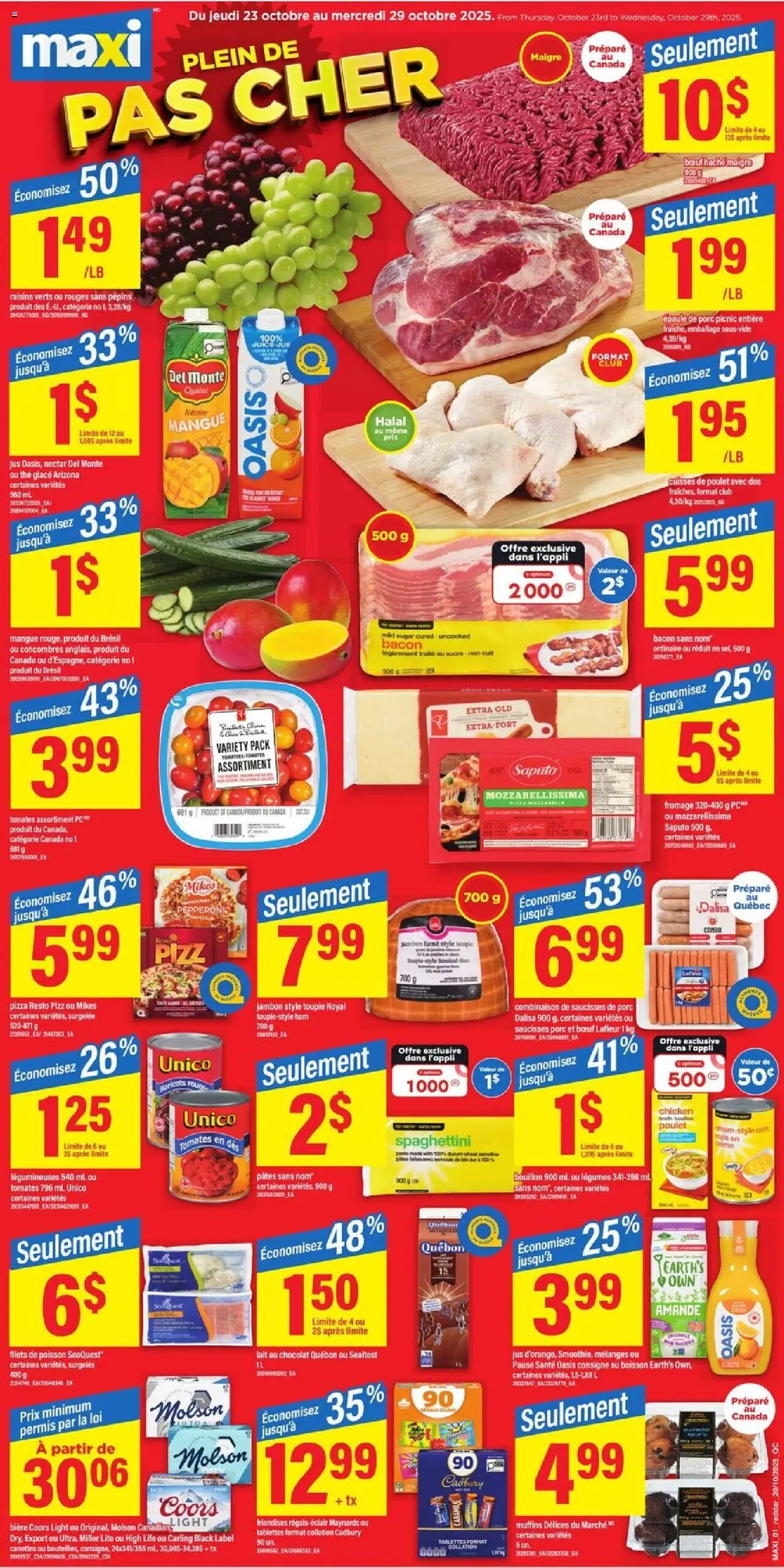 Maxi flyer valid from 23.10.2025 | Page: 1 | Products: PC, Pizza, Juice, Chicken