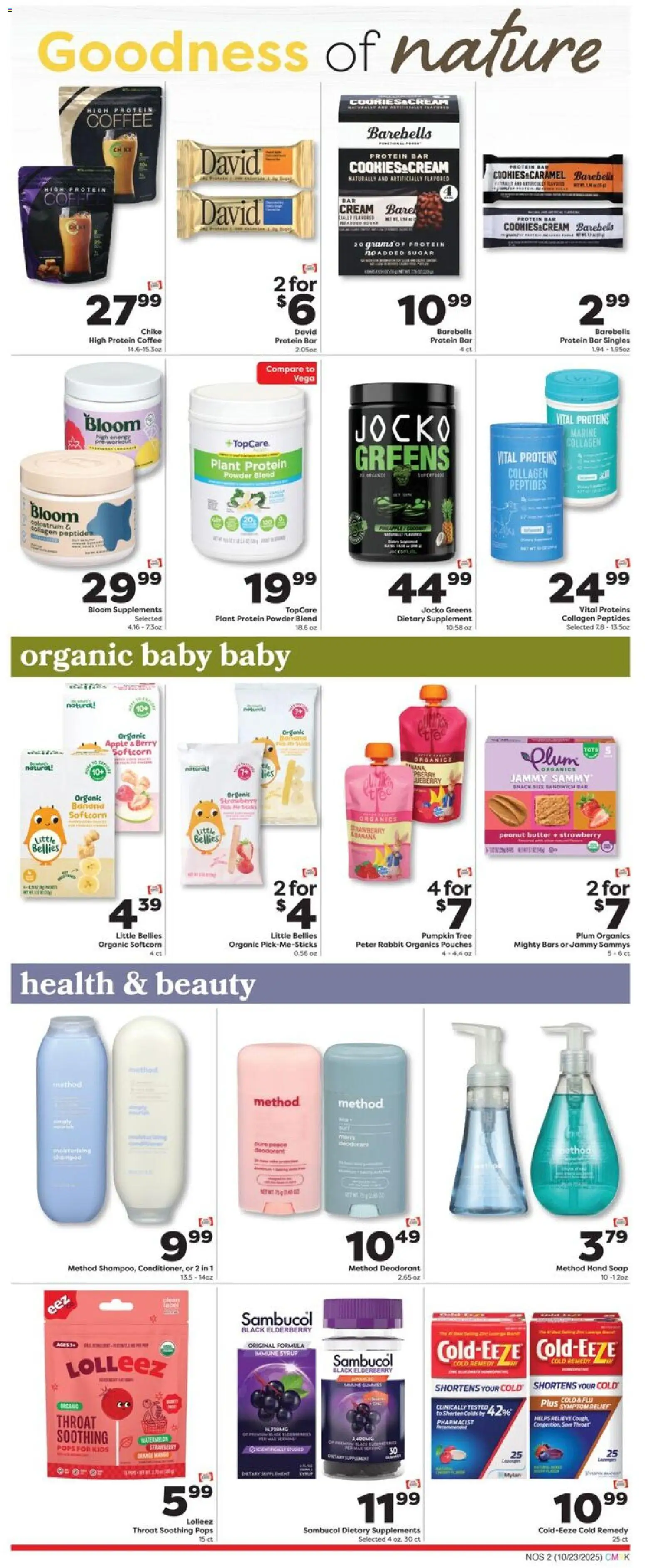 Weis Monthly Ad - NJ - valid from 23.10.2025 | Page: 2 | Products: Protein Powder, Cookies, Sugar, Greens