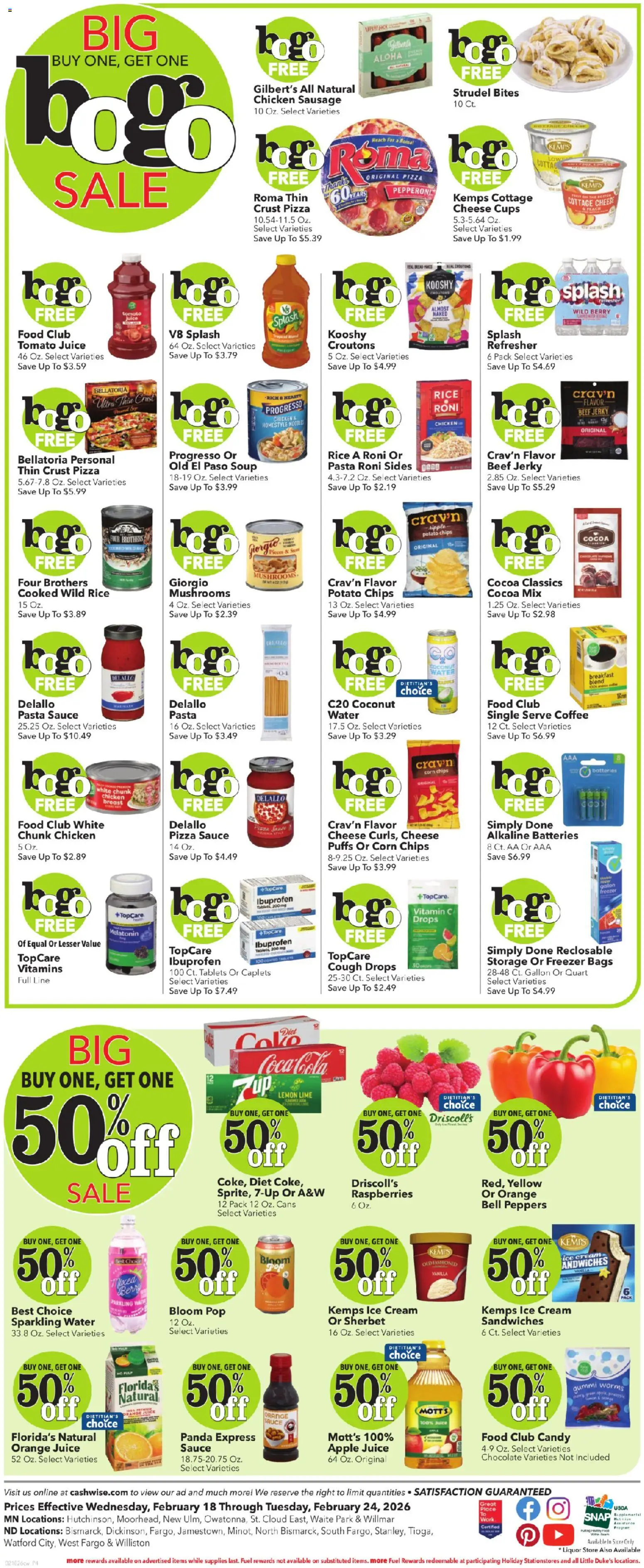 Cash Wise Weekly Ad - valid from 18.02.2026 | Page: 6 | Products: Mushrooms, Cheese, Chocolate, Sausage