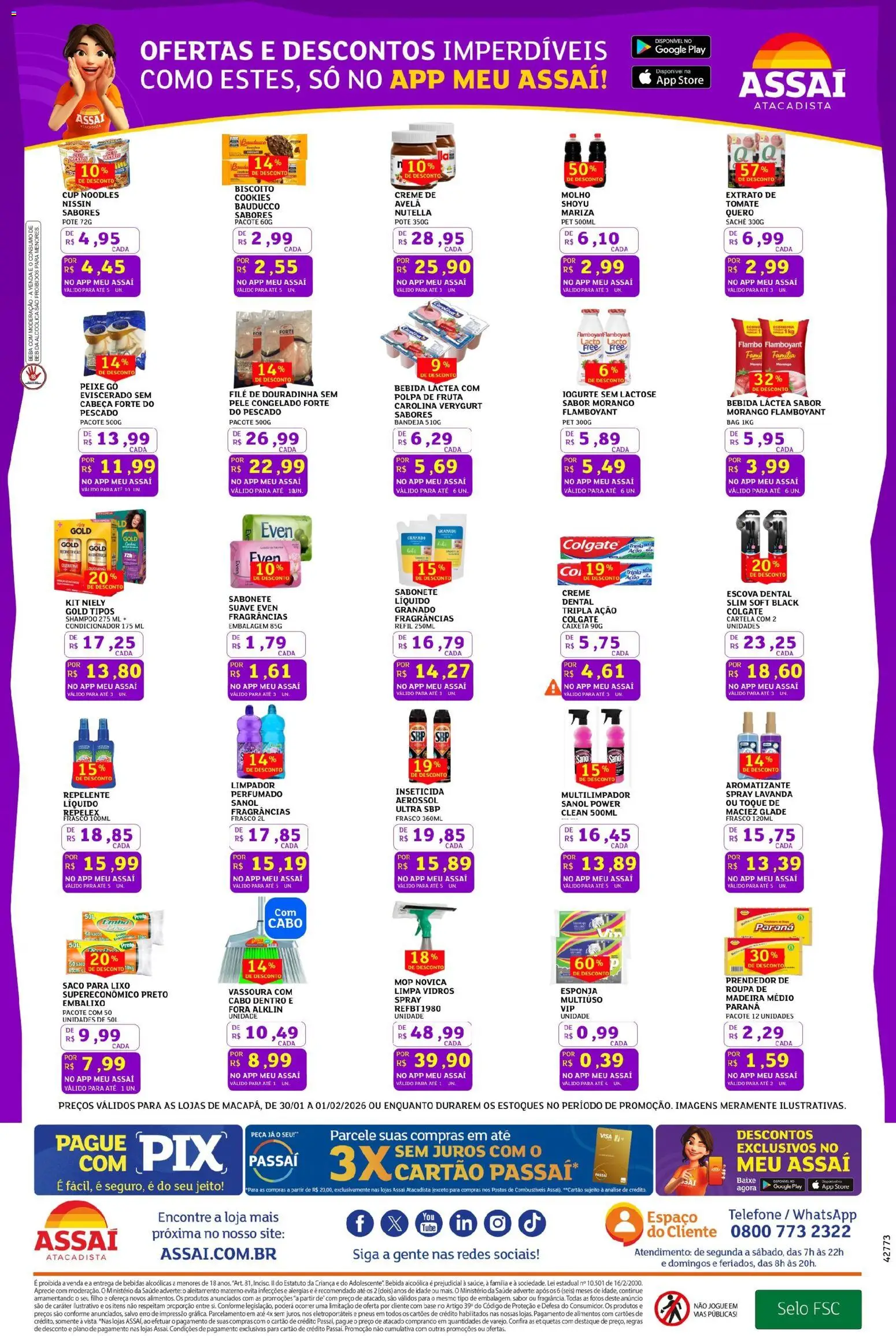 Assaí Atacadista Folheto - válido de 30.01.2026 | Página: 3 | Produtos: Saco para lixo, Creme, Telefone, Cabo