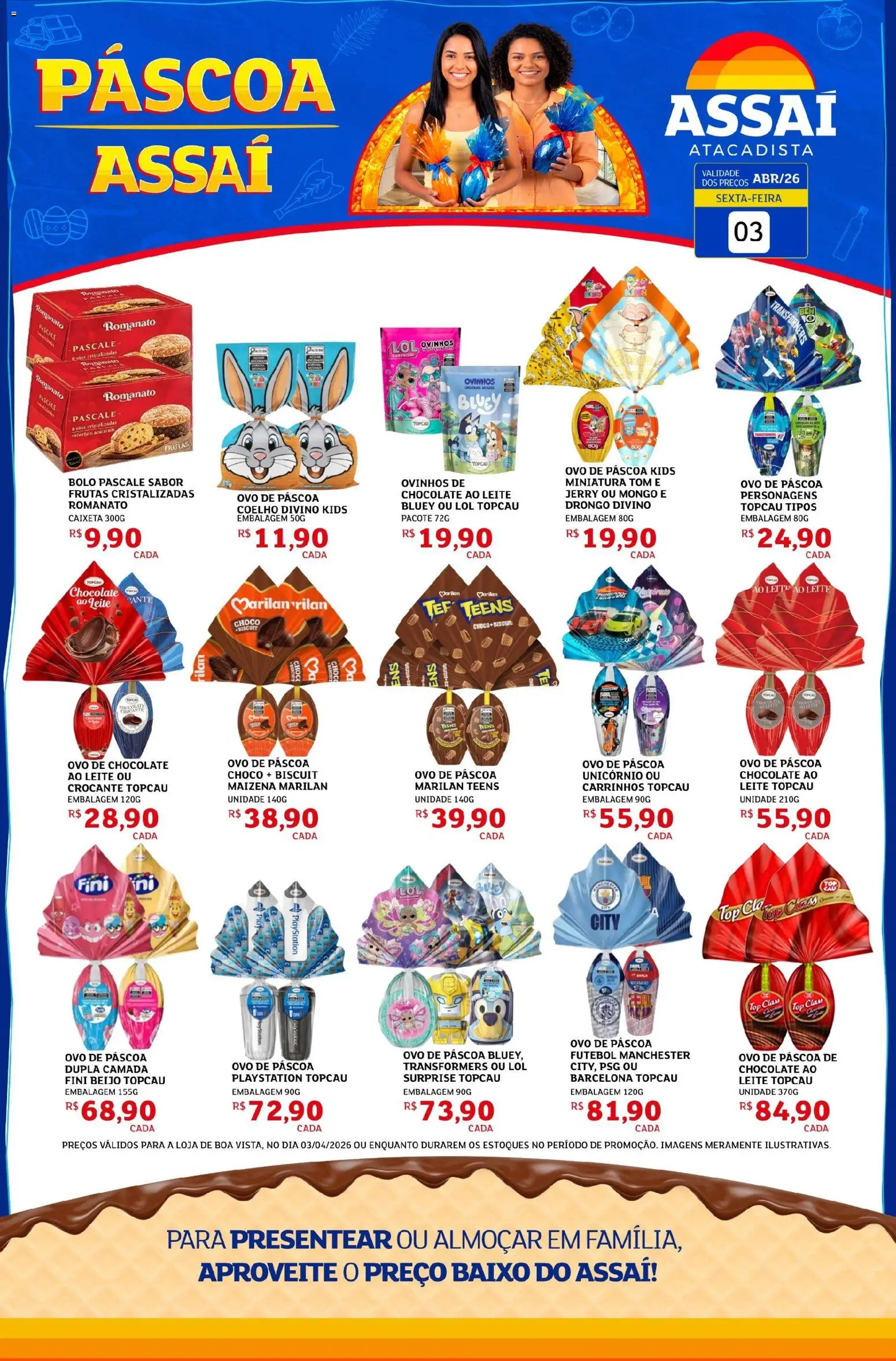 Assaí Atacadista Folheto - válido de 03.04.2026 | Página: 1 | Produtos: Ovo de páscoa, Leite, Chocolate, Baixo