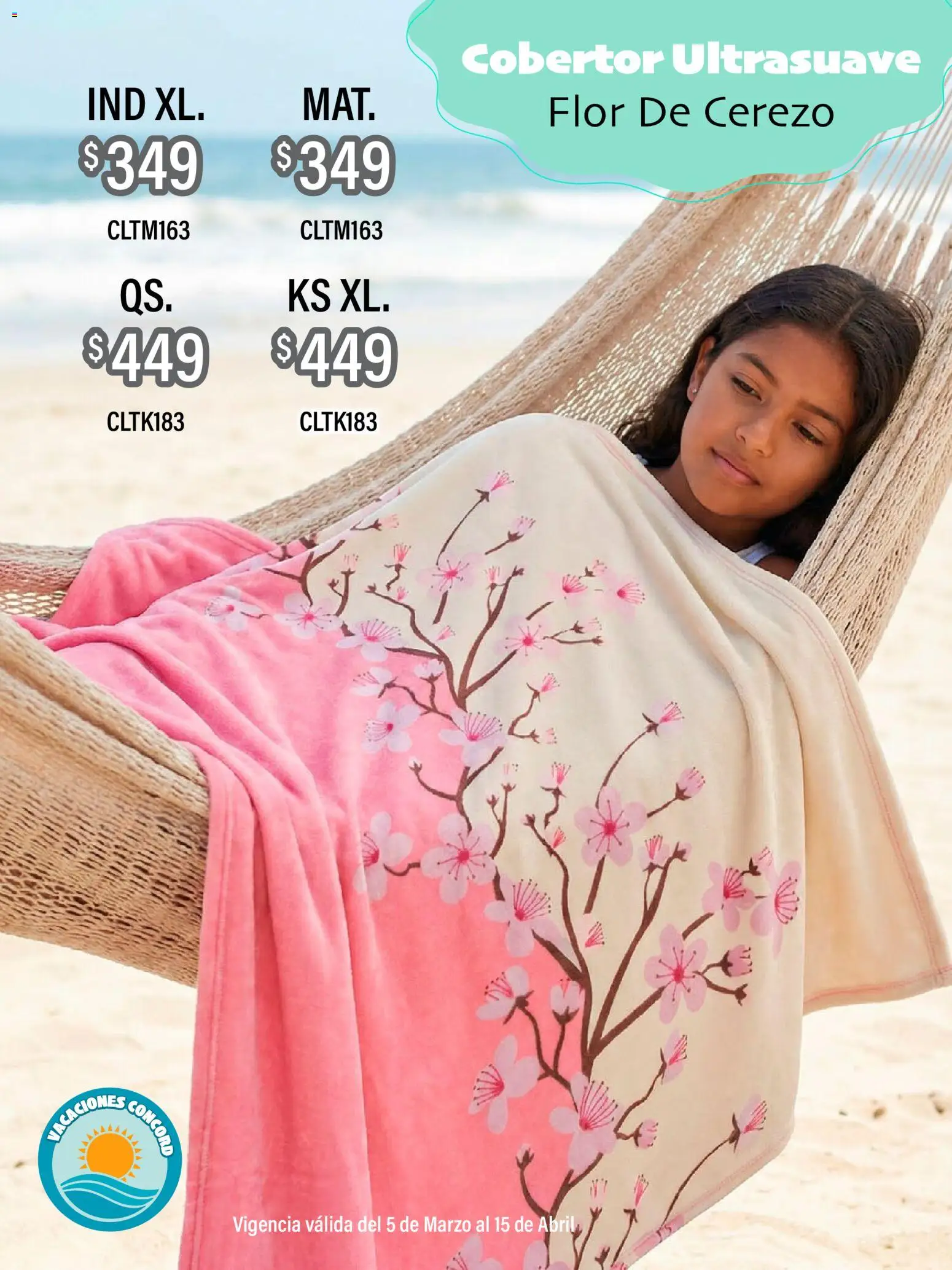 Nuevas ofertas de Colchas Concord válidas en toda la República Mexicana desde el 05.03.2026. ¡Encuentra las mejores ofertas en Colchas Concord catálogo Vacaciones! | Página: 12 | Productos: Cobertor