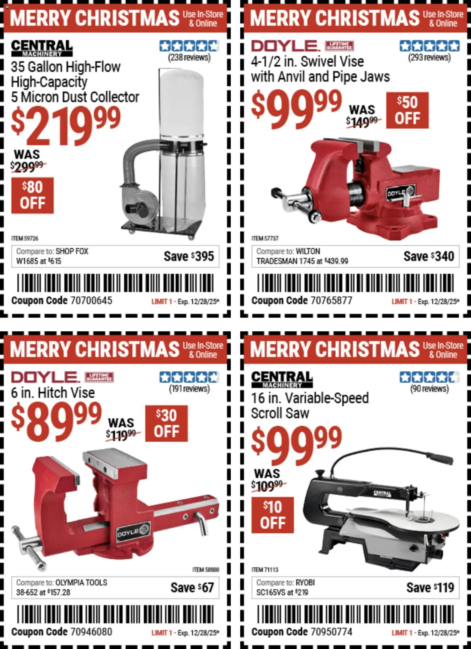 Harbor Freight Christmas Coupon Deals - valid from 15.12.2025 | Page: 9 | Products: Pipe, Saw, Swivel