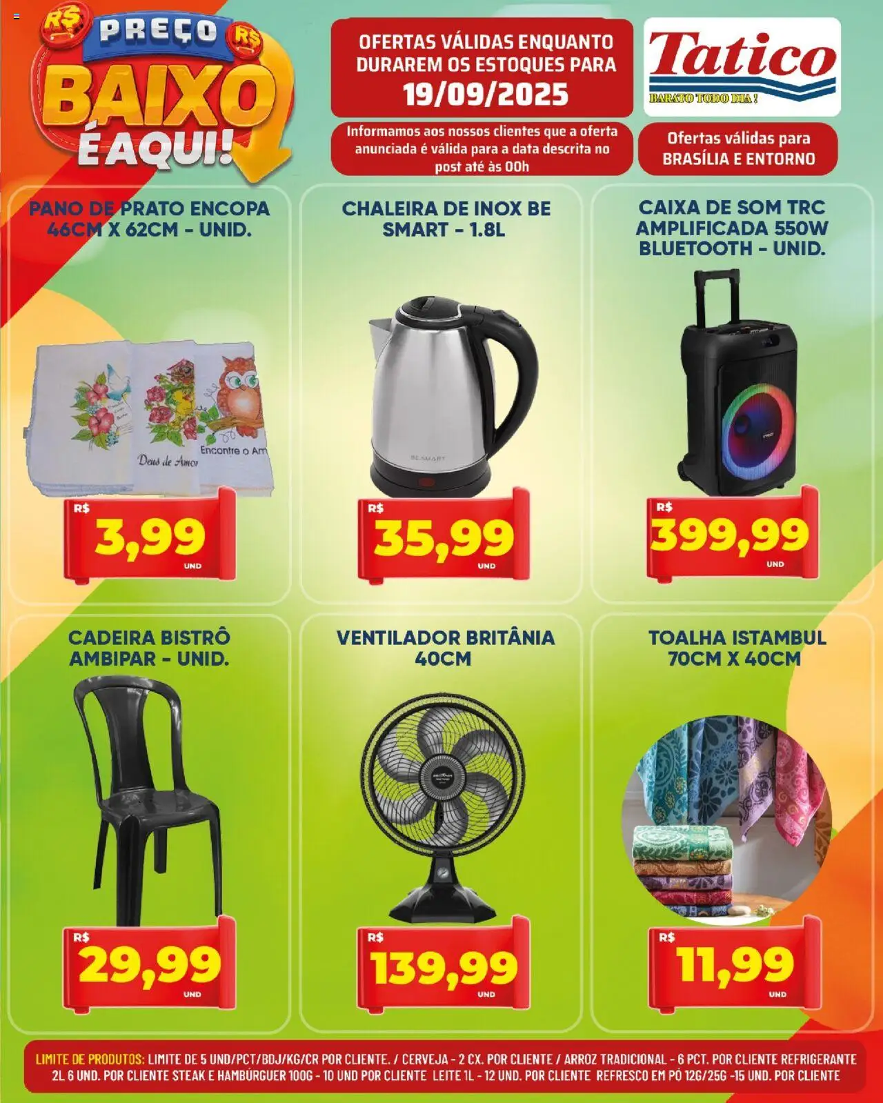 Tatico Folheto - válido de 19.09.2025 | Página: 18 | Produtos: Leite, Cerveja, Arroz, Hambúrguer