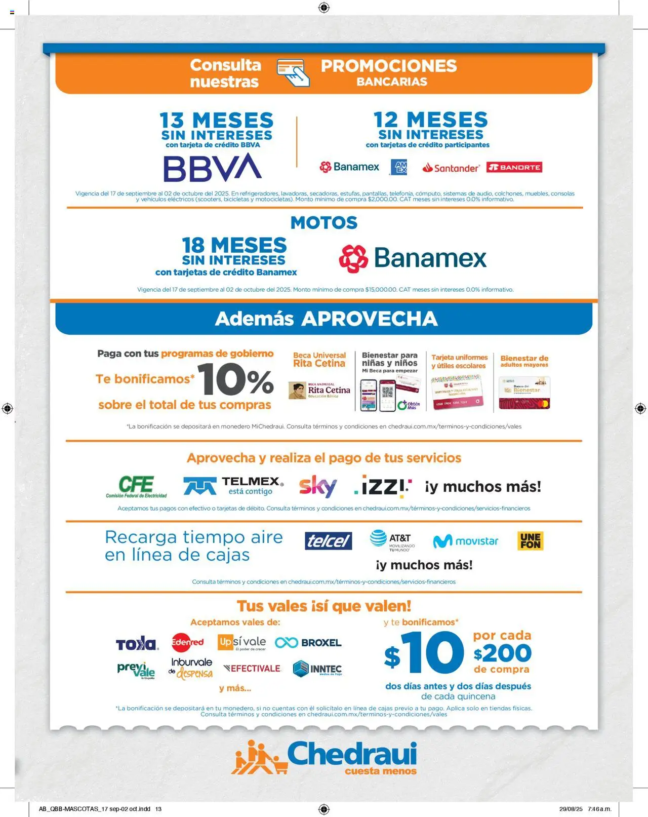 Nuevas ofertas de Chedraui válidas en toda la República Mexicana desde el 17.09.2025. ¡Encuentra las mejores ofertas en Chedraui - Promociones! | Página: 13 | Productos: Monedero, Banco, Despensa, Té