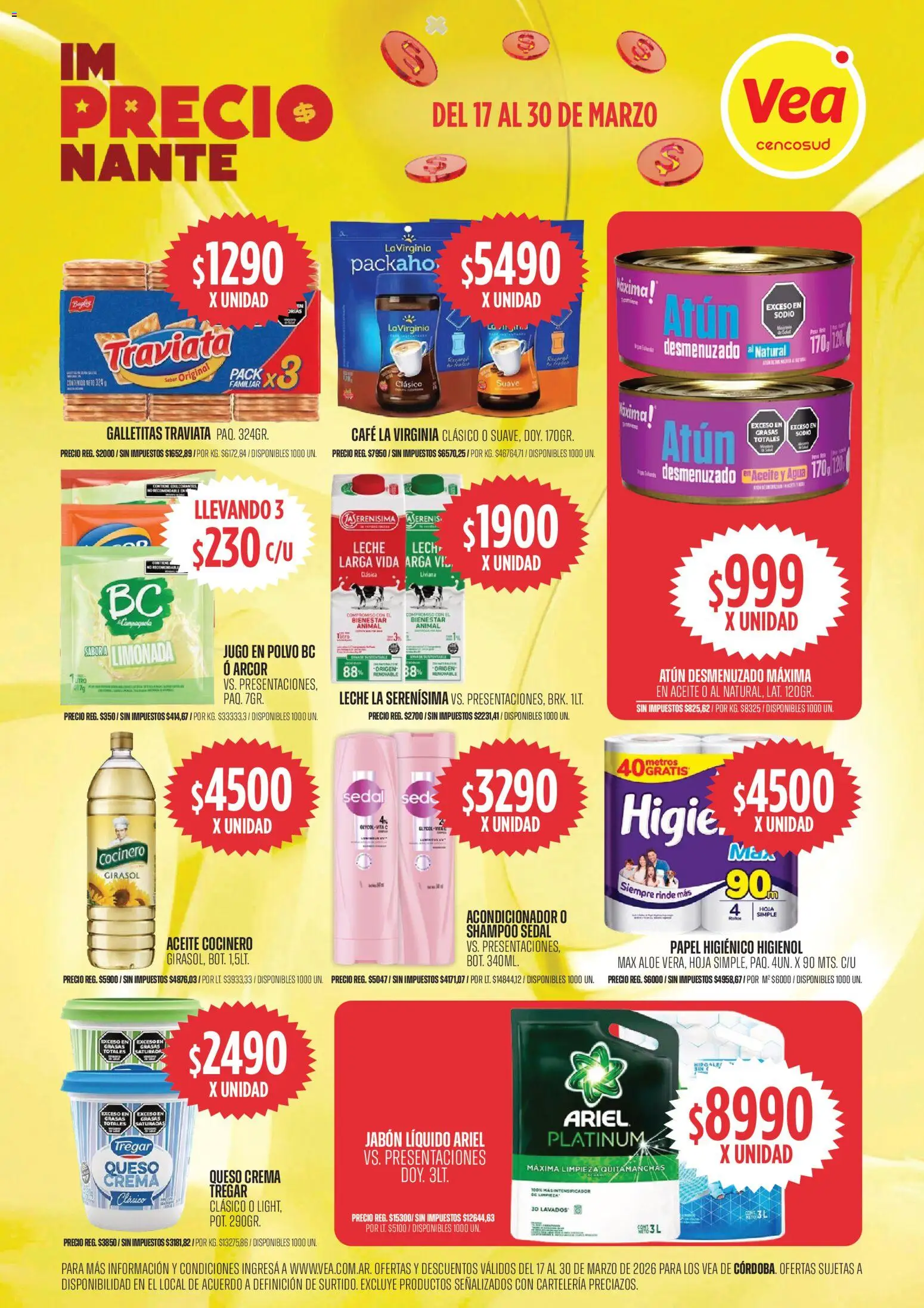 Vea - Oferta imPRECIOnante Córdoba │ válido desde el 17.03.2026 | Página: 1 | Productos: Galletitas, Aceite, Shampoo, Quitamanchas