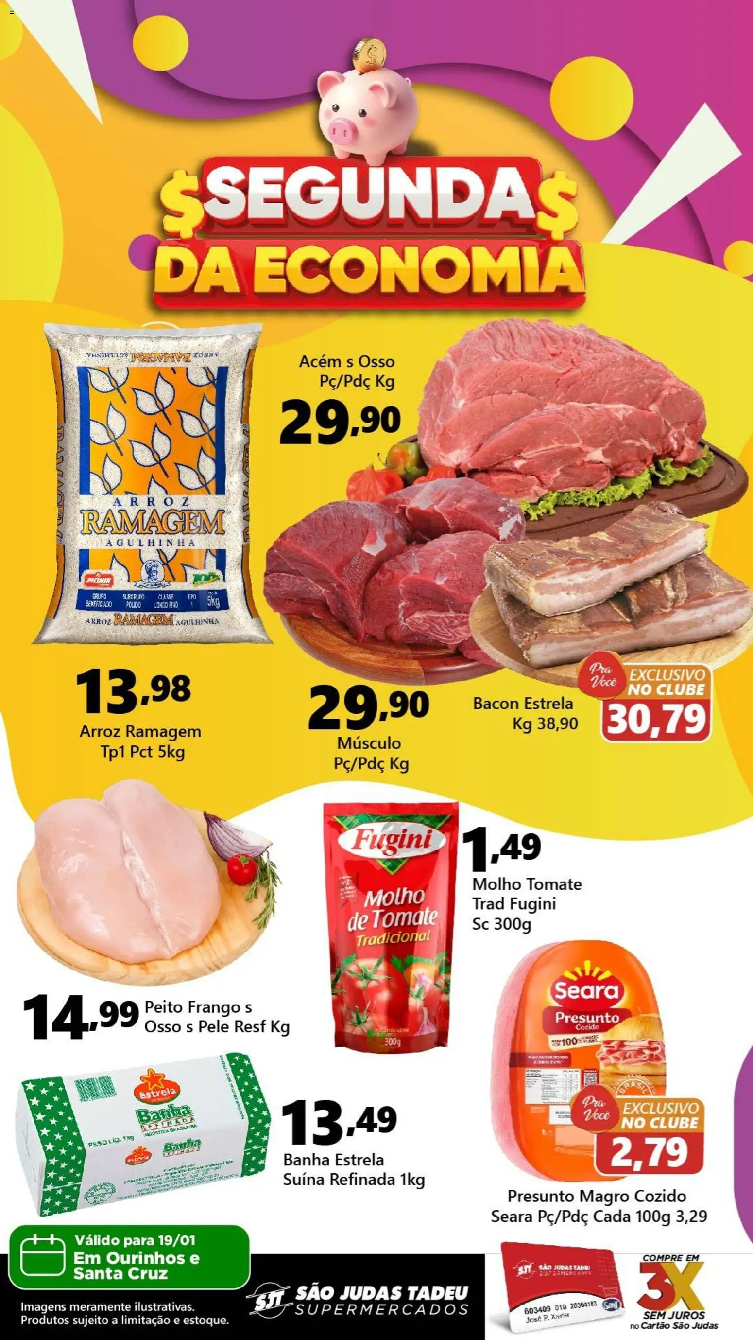 São Judas Tadeu Folheto - válido de 19.01.2026 | Página: 1 | Produtos: Acém, Presunto, Arroz, Frango