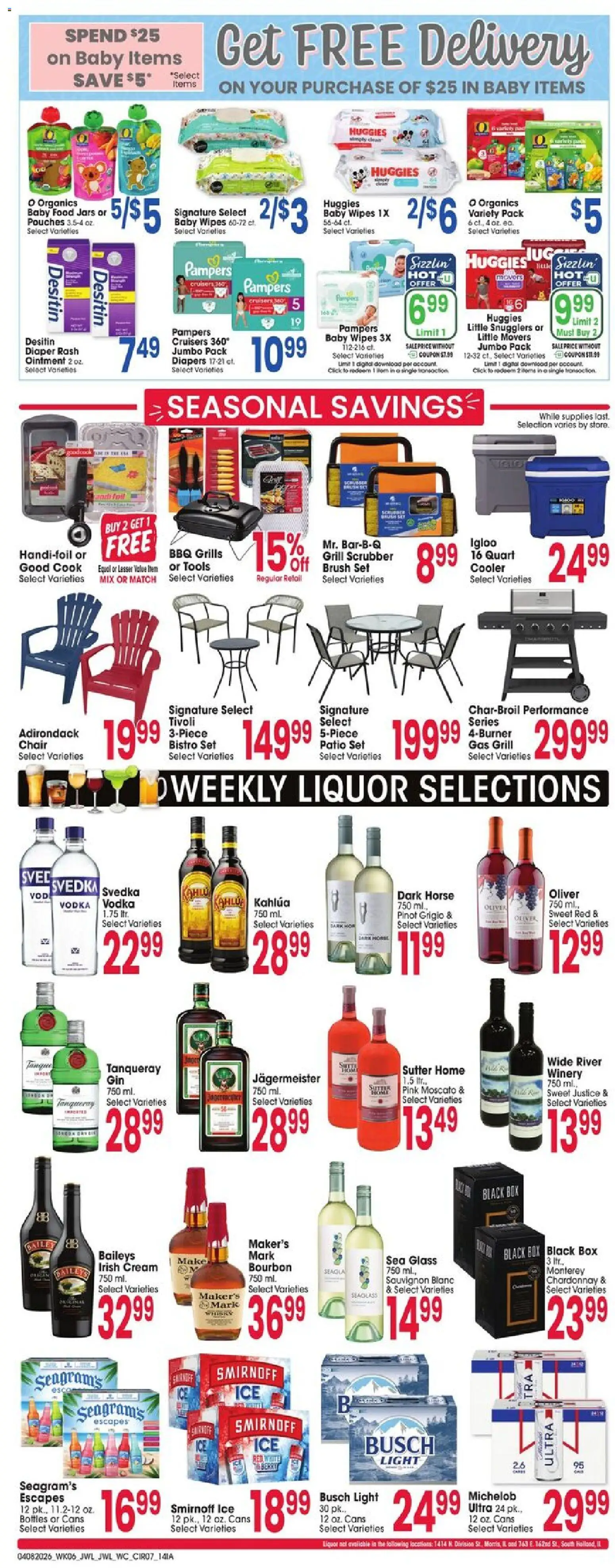 Jewel Osco Weekly Ad - IA - valid from 08.04.2026 | Page: 7 | Products: Chair, Brush, Bourbon, Grill