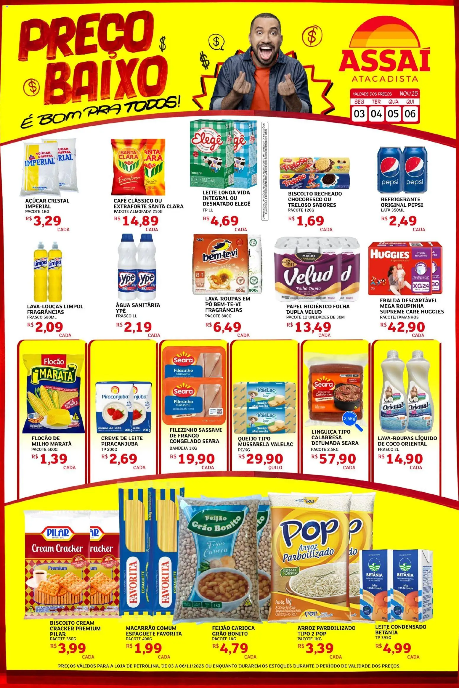 Assaí Atacadista Folheto - válido de 03.11.2025 | Página: 1 | Produtos: Leite, Arroz, Creme, Bandeja