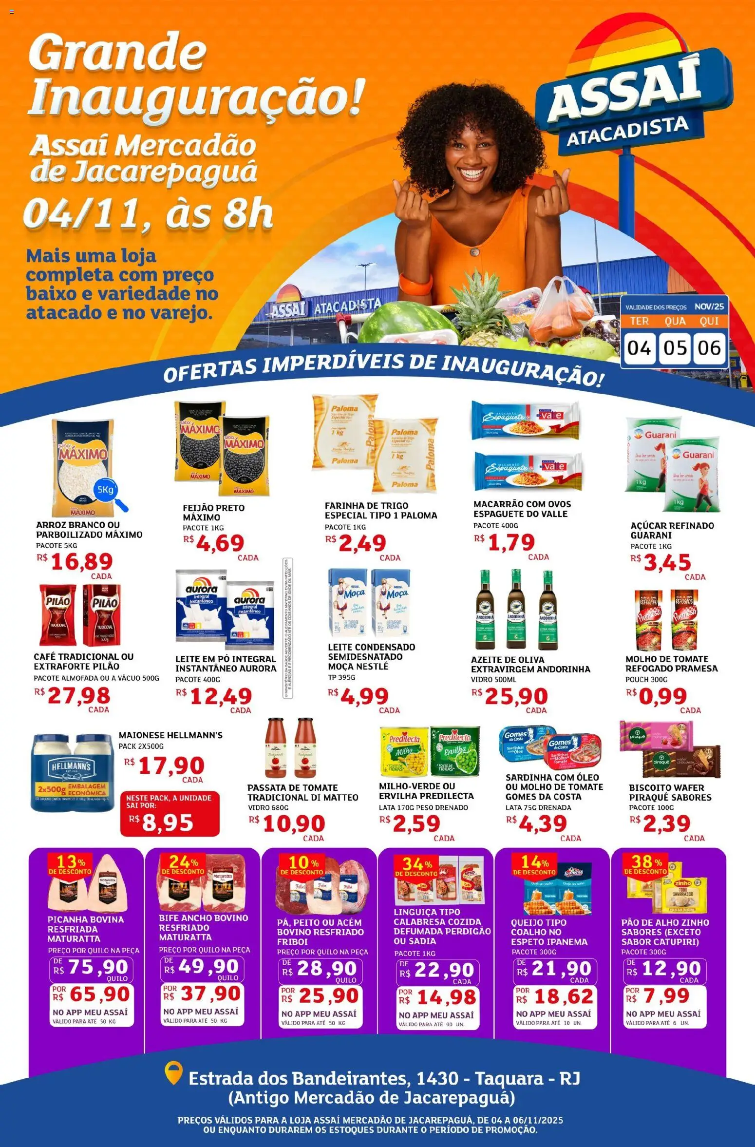 Assaí Atacadista Folheto - válido de 04.11.2025 | Página: 1 | Produtos: Espaguete, Café, Gomes da costa, Azeite