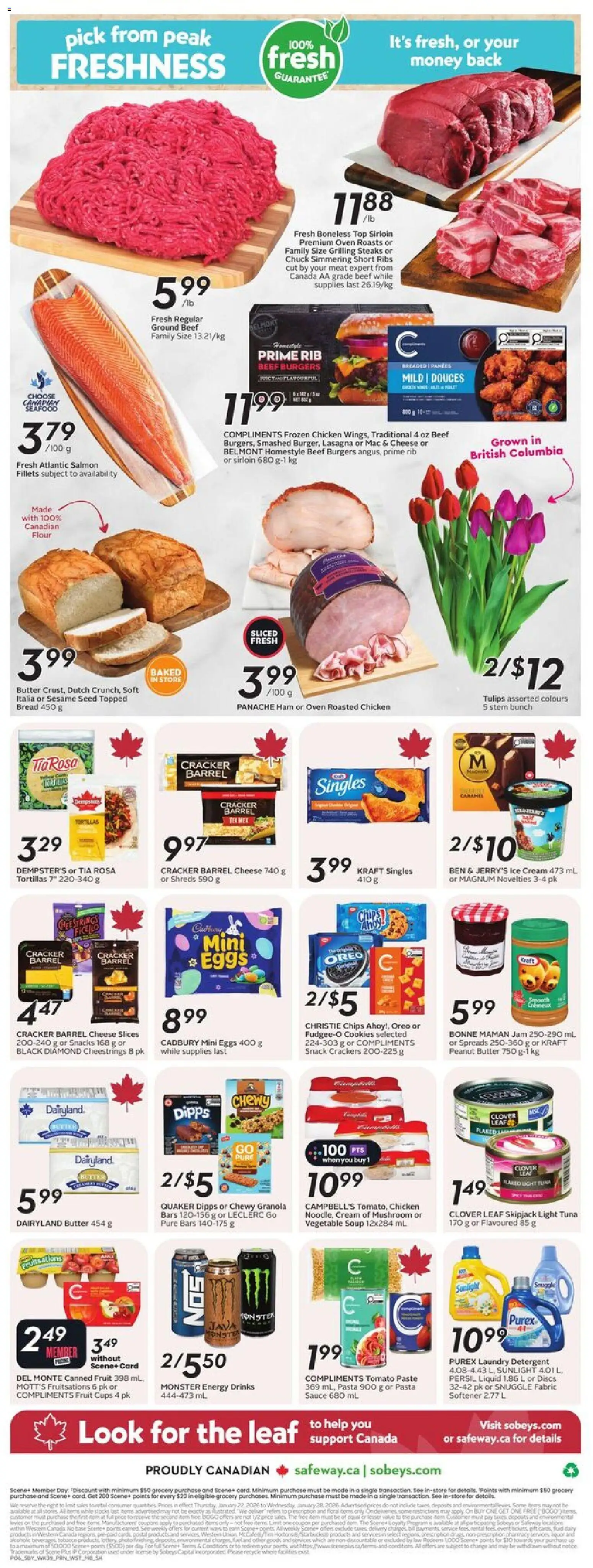 Safeway flyer valid from 22.01.2026 | Page: 4 | Products: Chips, Cream, Oven, Eggs