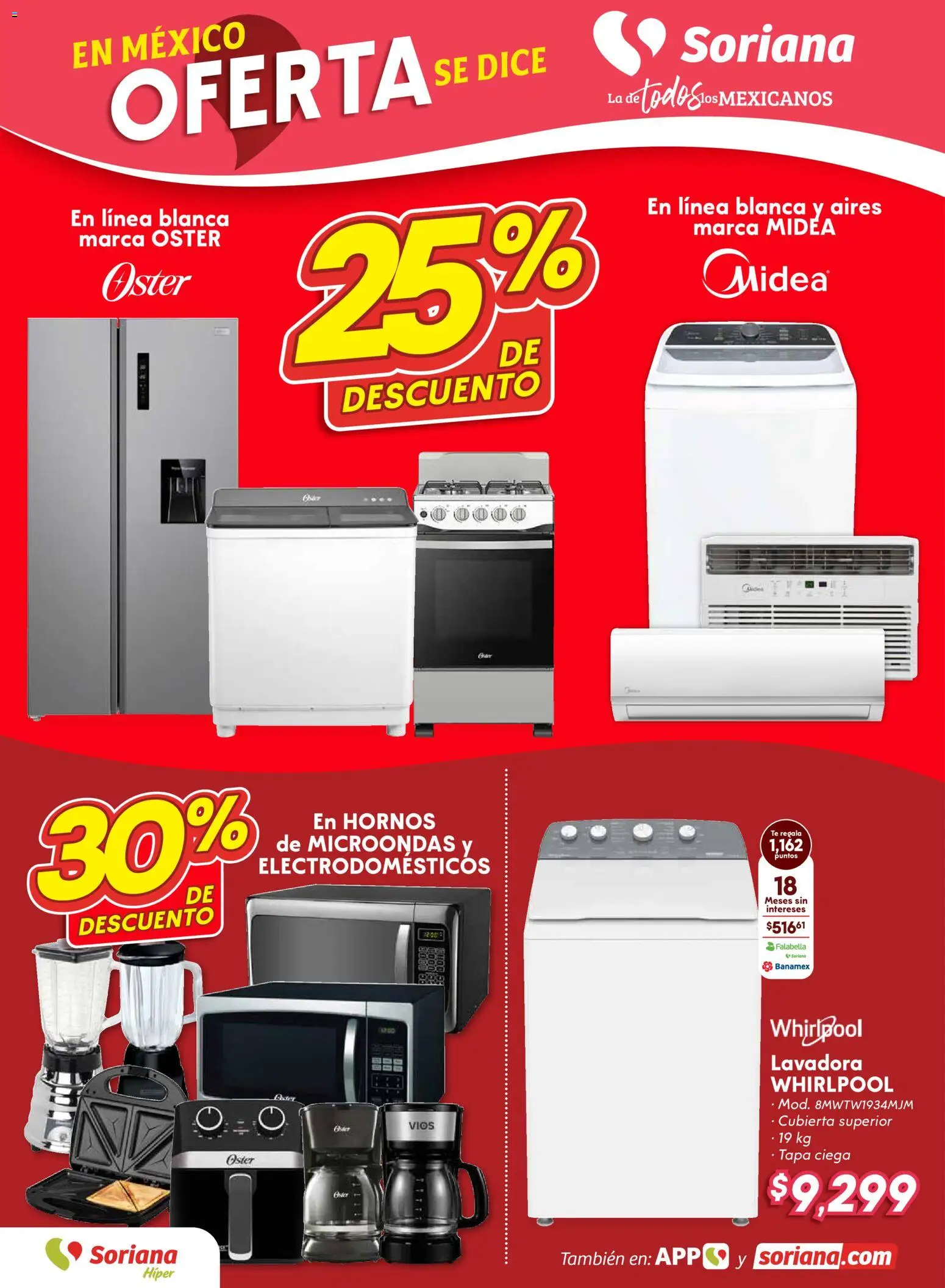 Nuevas ofertas de Soriana válidas en toda la República Mexicana desde el 23.10.2025. ¡Encuentra las mejores ofertas en Soriana - Fin de Semana Híper: Ags, Nay, Jal, Qro, Col, Mich, Gto, Hgo, Tlax, Mor, Pue, Gro, Oax, Edo. de Mex, Valle de México, Za! | Página: 9 | Productos: Lavadora, Microondas, Té