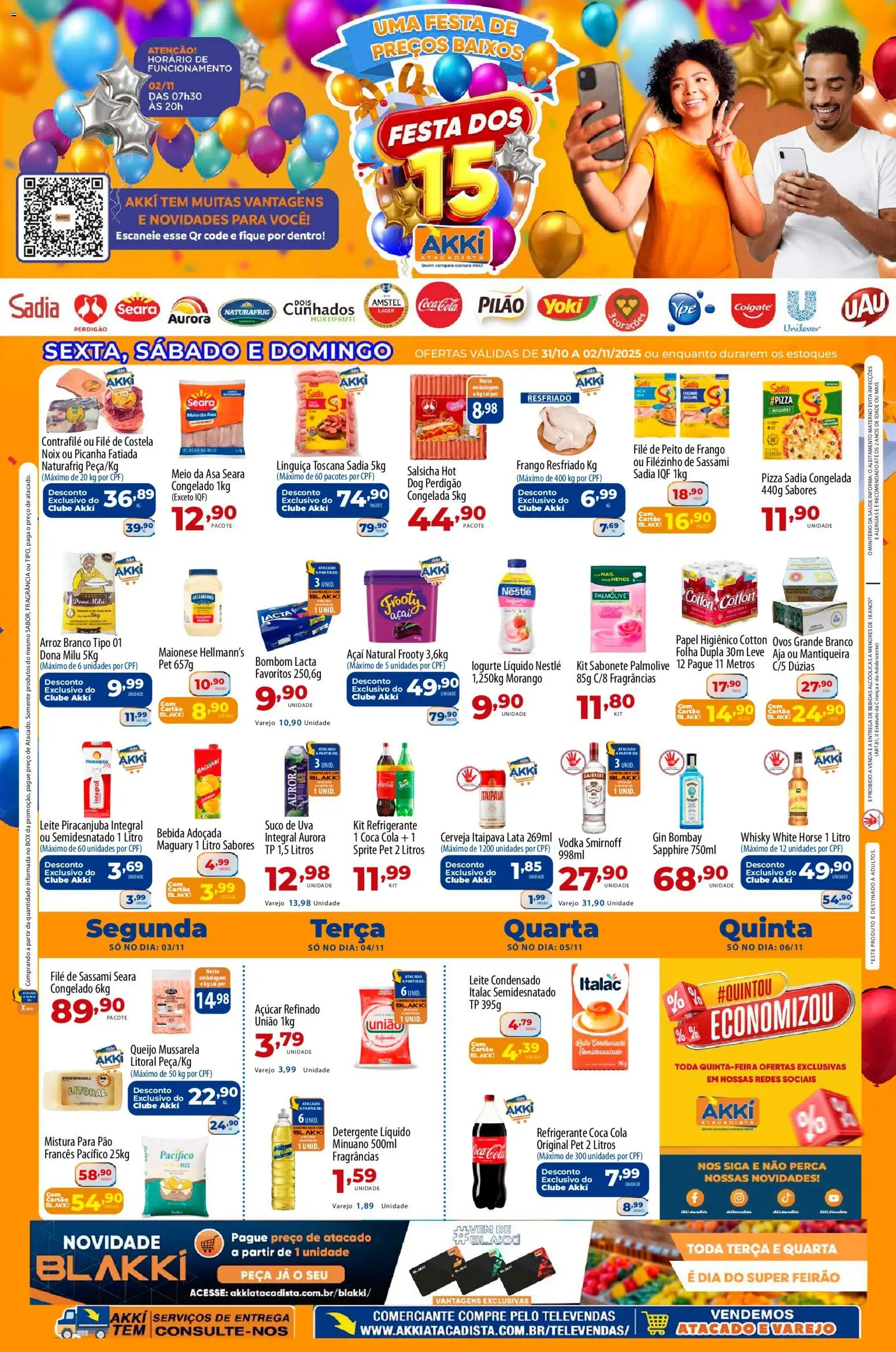 Akki Atacadista Folheto - válido de 31.10.2025 | Página: 1 | Produtos: Fragrância, Detergente, Leite, Arroz