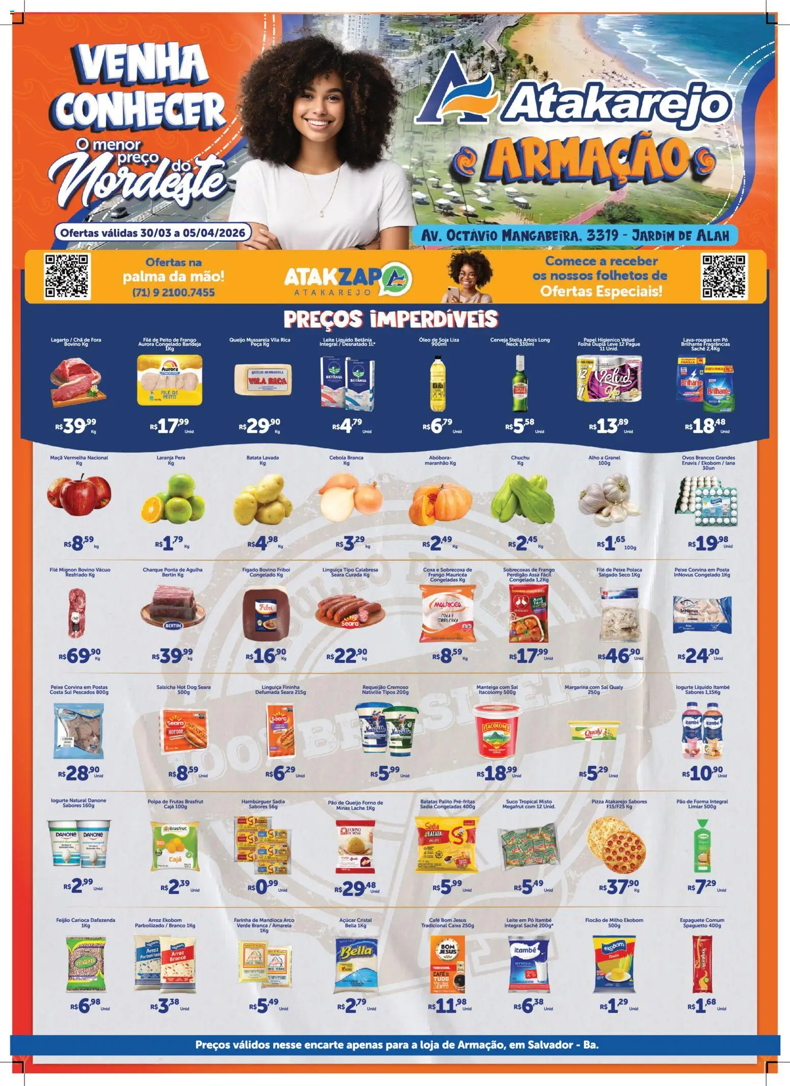 Atakarejo Folheto - válido de 30.04.2026 | Página: 1 | Produtos: Linguiça, Batata, Frango, Mussarela