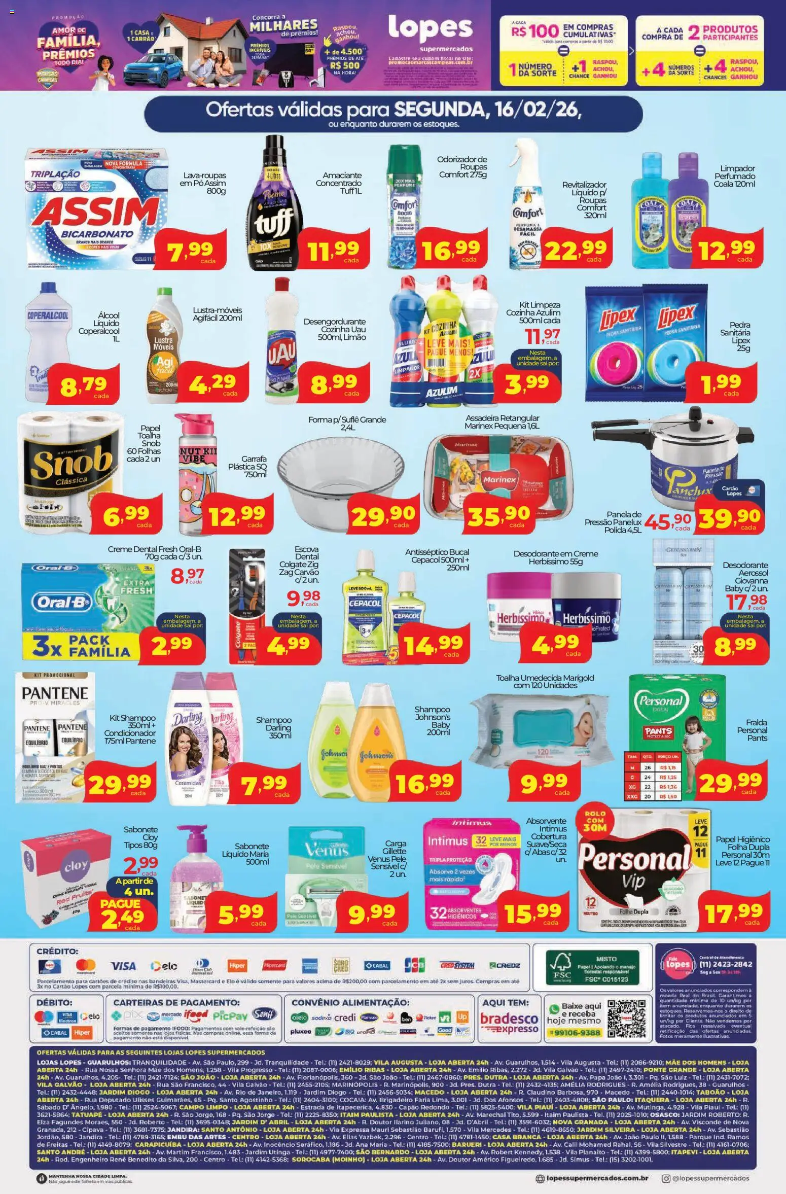 Lopes Supermercados Folheto - válido de 16.02.2026 | Página: 2 | Produtos: Shampoo, Lustra móveis, Perfume, Creme dental