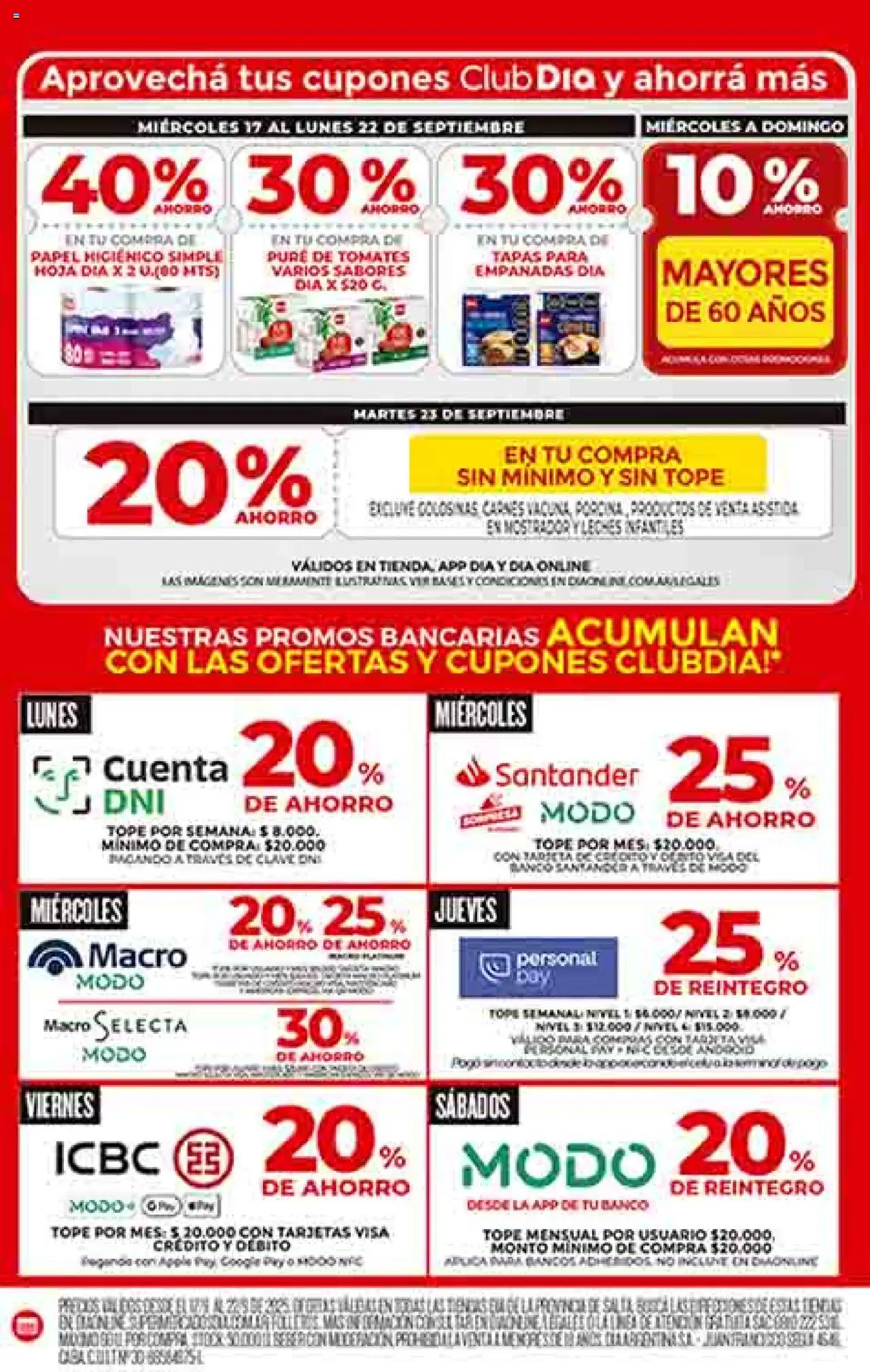 Dia - Ofertas - Salta y Jujuy │ válido desde el 17.09.2025 | Página: 4 | Productos: Papel higiénico, Banco, Tomates, Golosinas