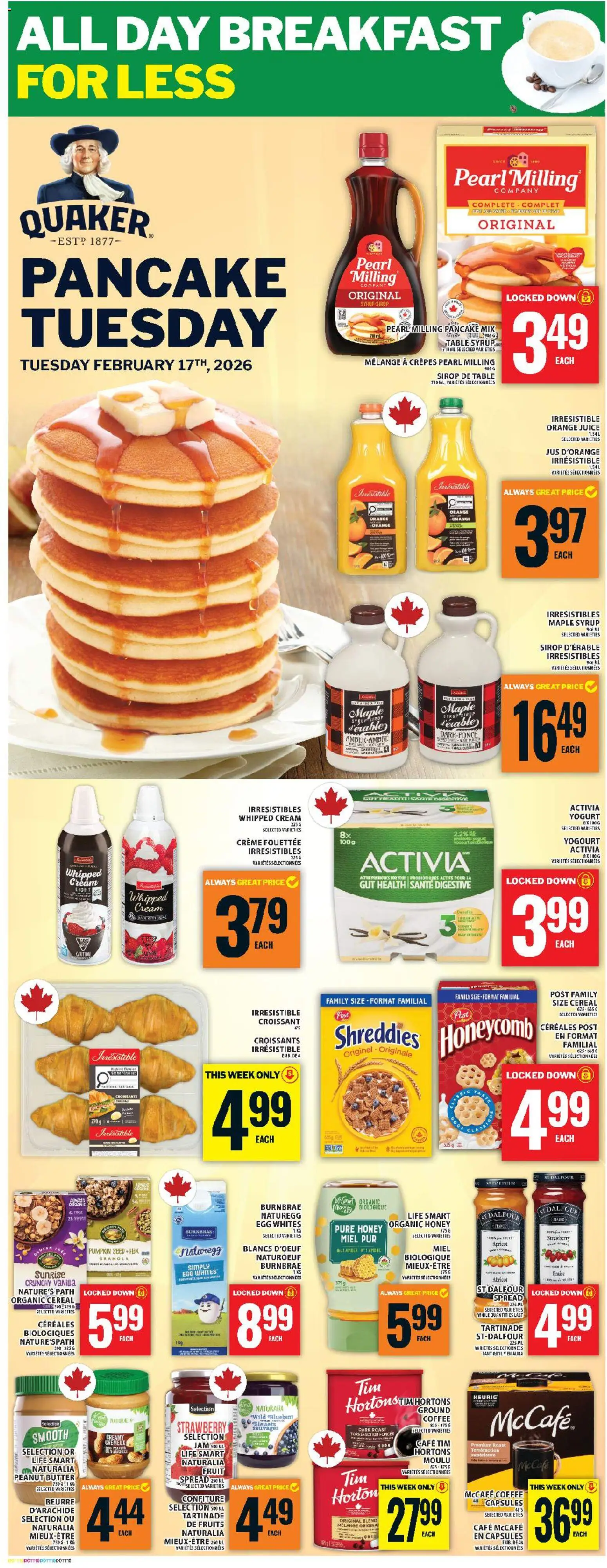 Food Basics flyer valid from 12.02.2026 | Page: 13 | Products: Cream, Yogurt, Pumpkin, Juice