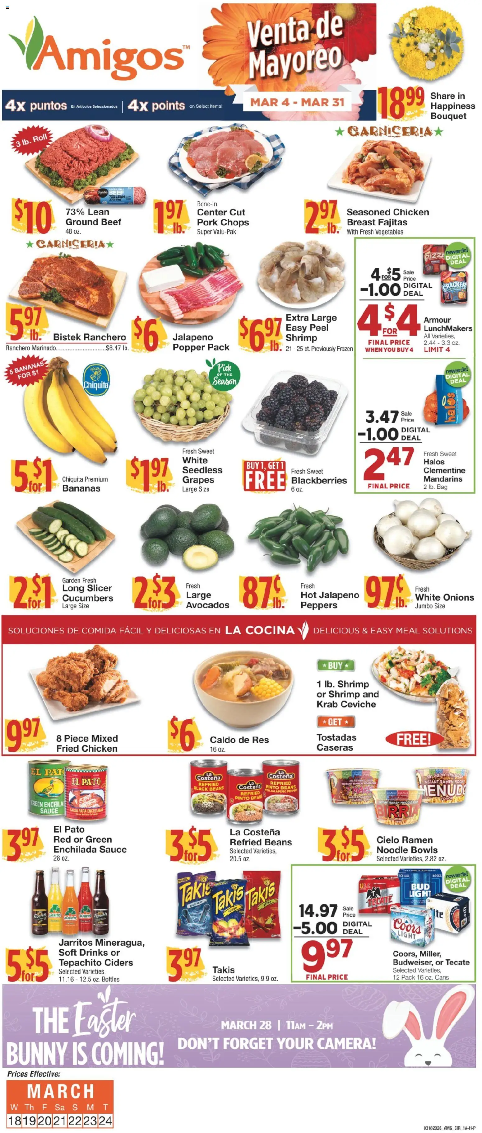 United Supermarkets Ad - valid from 17.03.2026 | Page: 1 | Products: Peppers, Bananas, Grapes, Bag