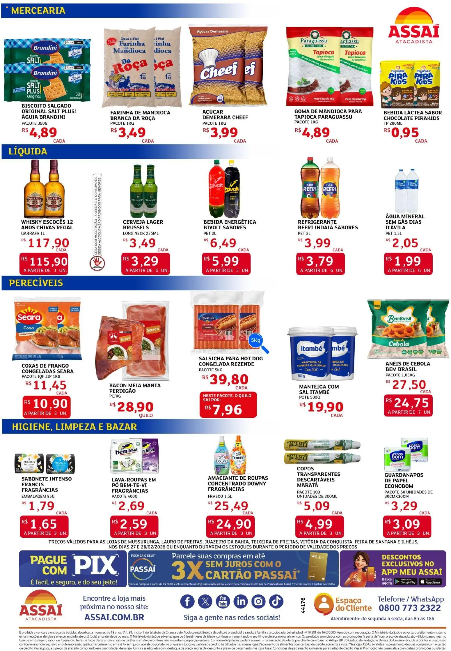 Assaí Atacadista Folheto - válido de 27.02.2026 | Página: 2 | Produtos: Cebola, Biscoito, Chocolate, Frango