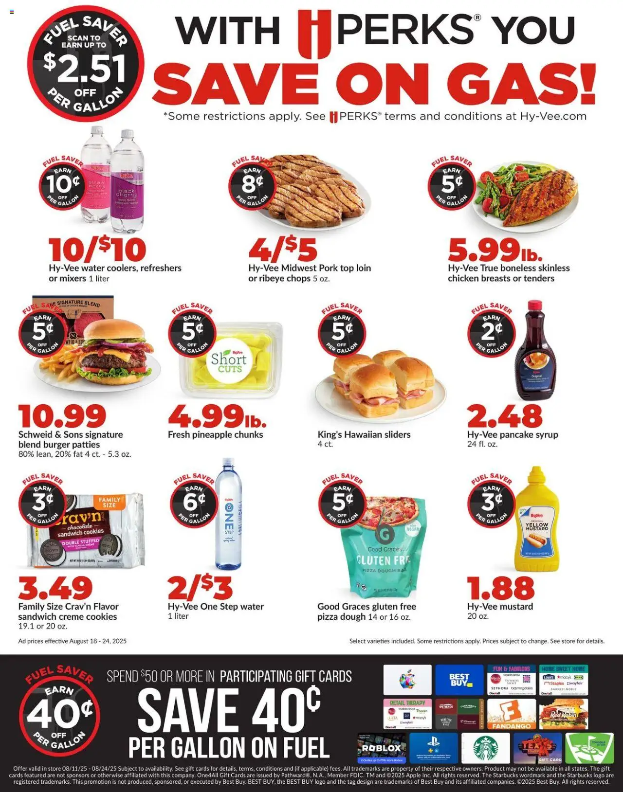 HyVee Weekly Ad - valid from 18.08.2025 | Page: 6 | Products: Chocolate, Pork, Cookies, Water
