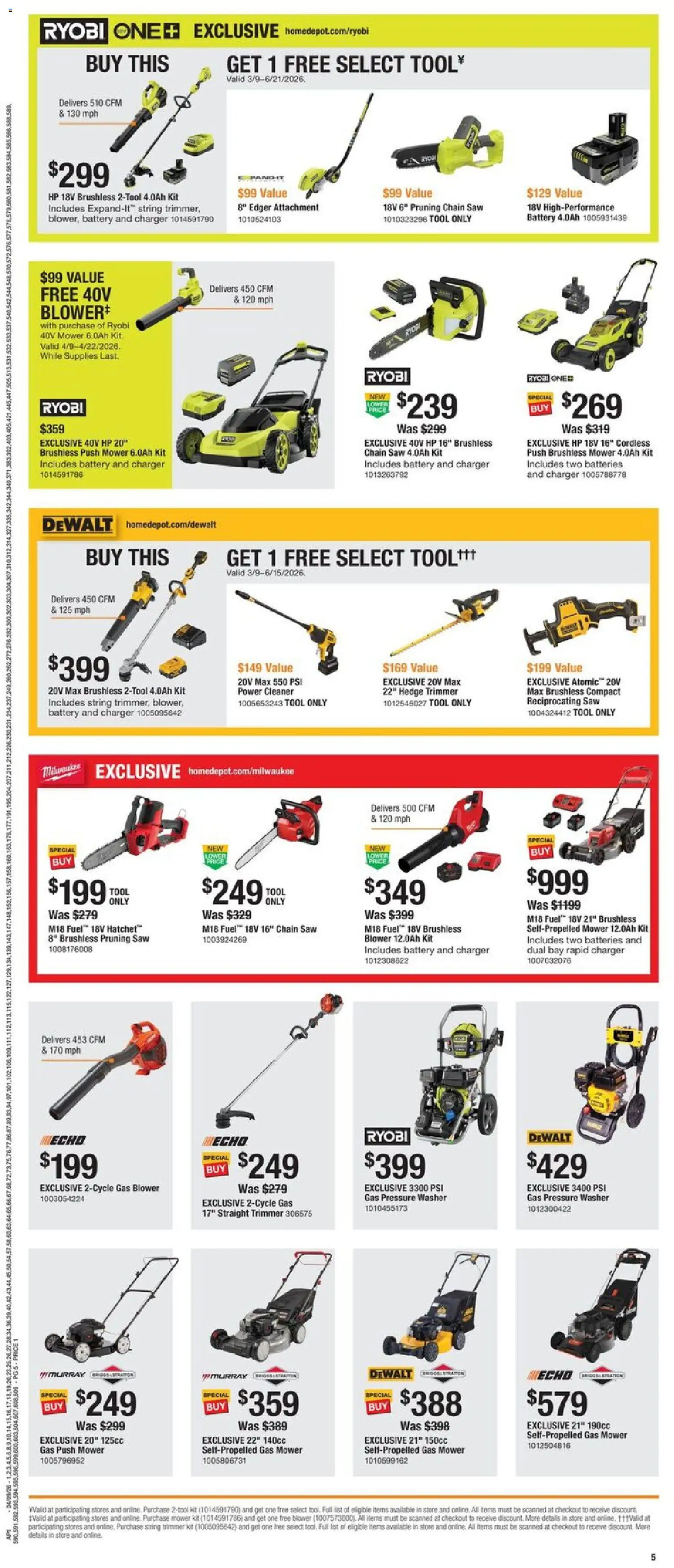 Home Depot Local Ad - OH - valid from 09.04.2026 | Page: 5 | Products: Chain Saw, Trimmer, Saw, Battery