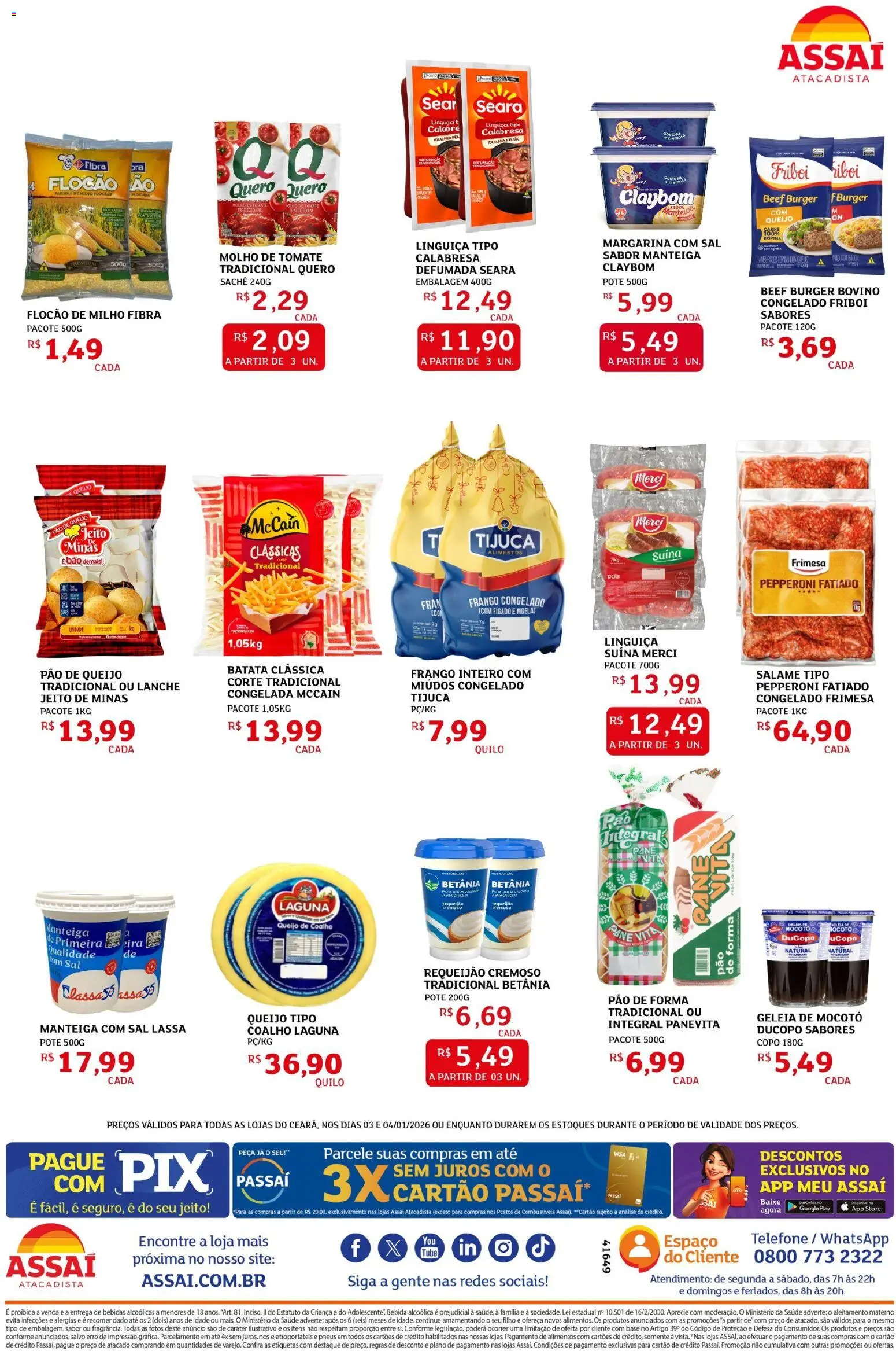 Assaí Atacadista Folheto - válido de 03.01.2026 | Página: 2 | Produtos: Moela, Queijo, Geleia, Pão de forma