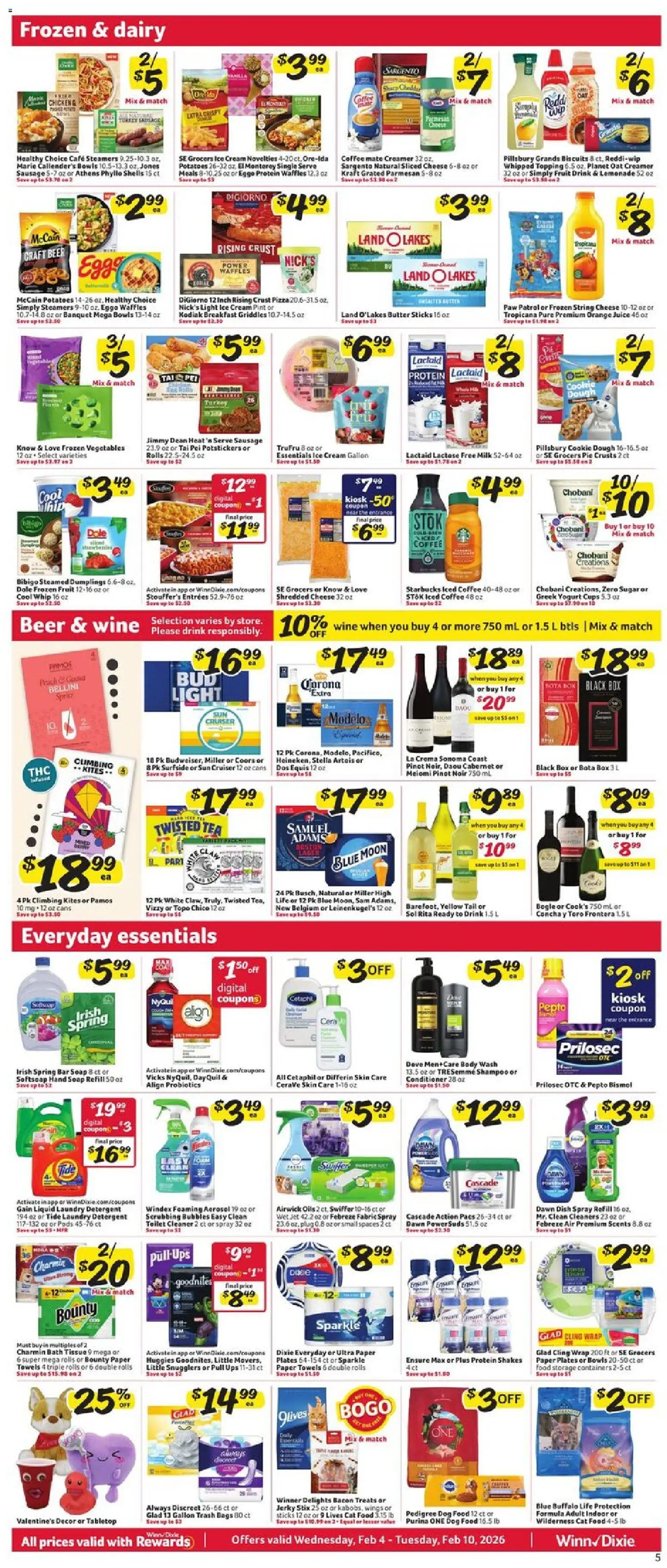 Winn Dixie Weekly Ad - valid from 04.02.2026 | Page: 7 | Products: Conditioner, Beer, Body Wash, Ice cream