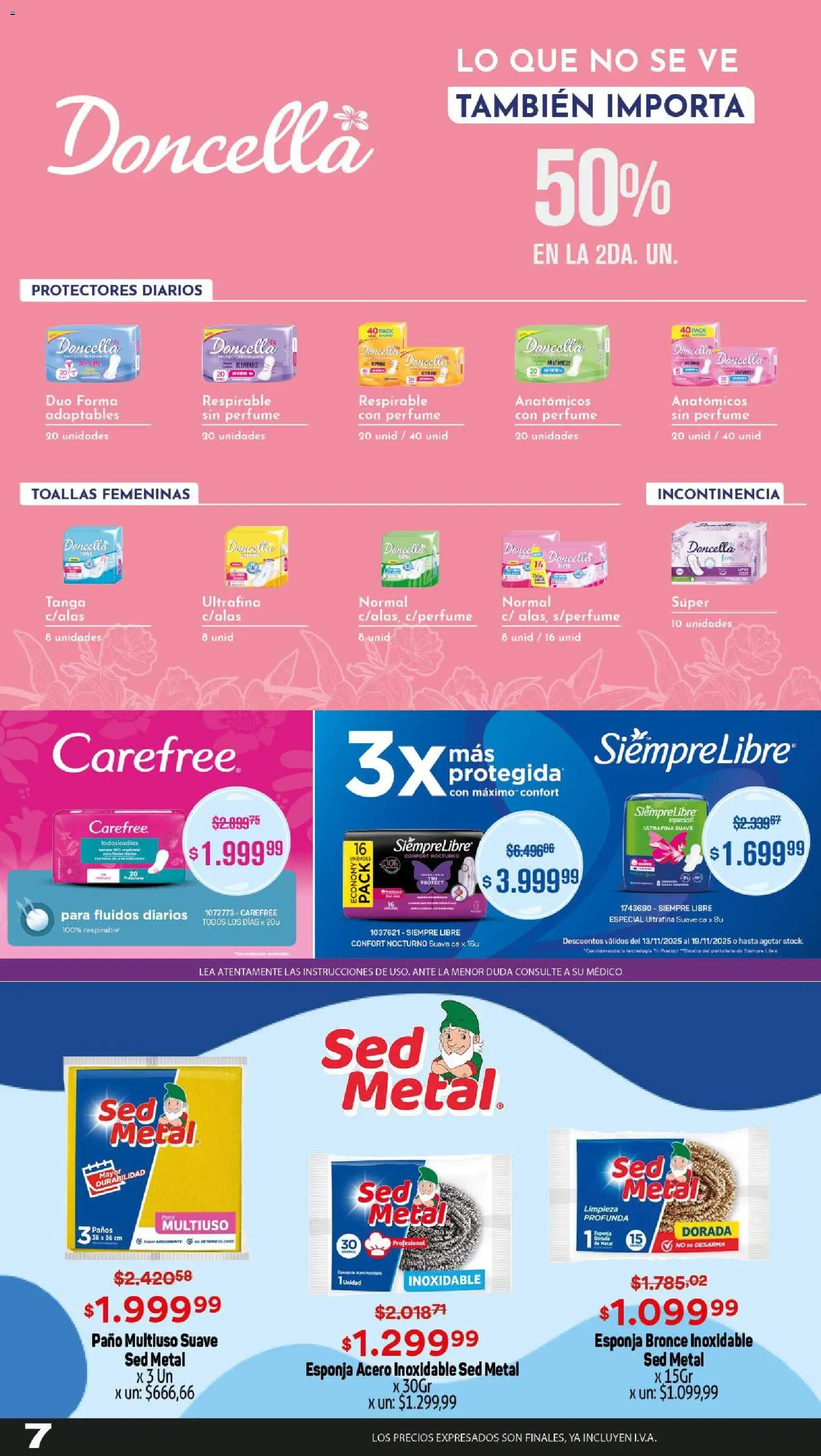 Makro ofertas │ válido desde el 13.11.2025 | Página: 7 | Productos: Toallas, Perfume, Esponja, Protectores diarios