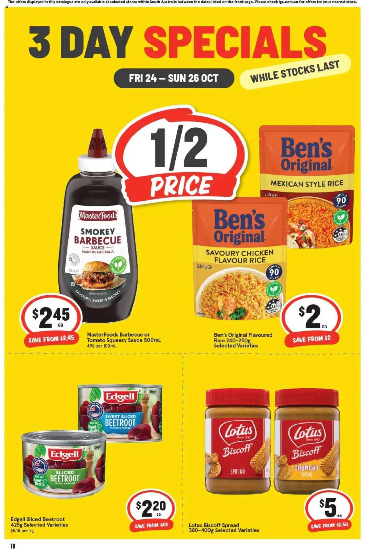 IGA catalogue - valid from 24.10.2025 | Page: 2 | Products: Chicken, Rice, Sauce, Beetroot
