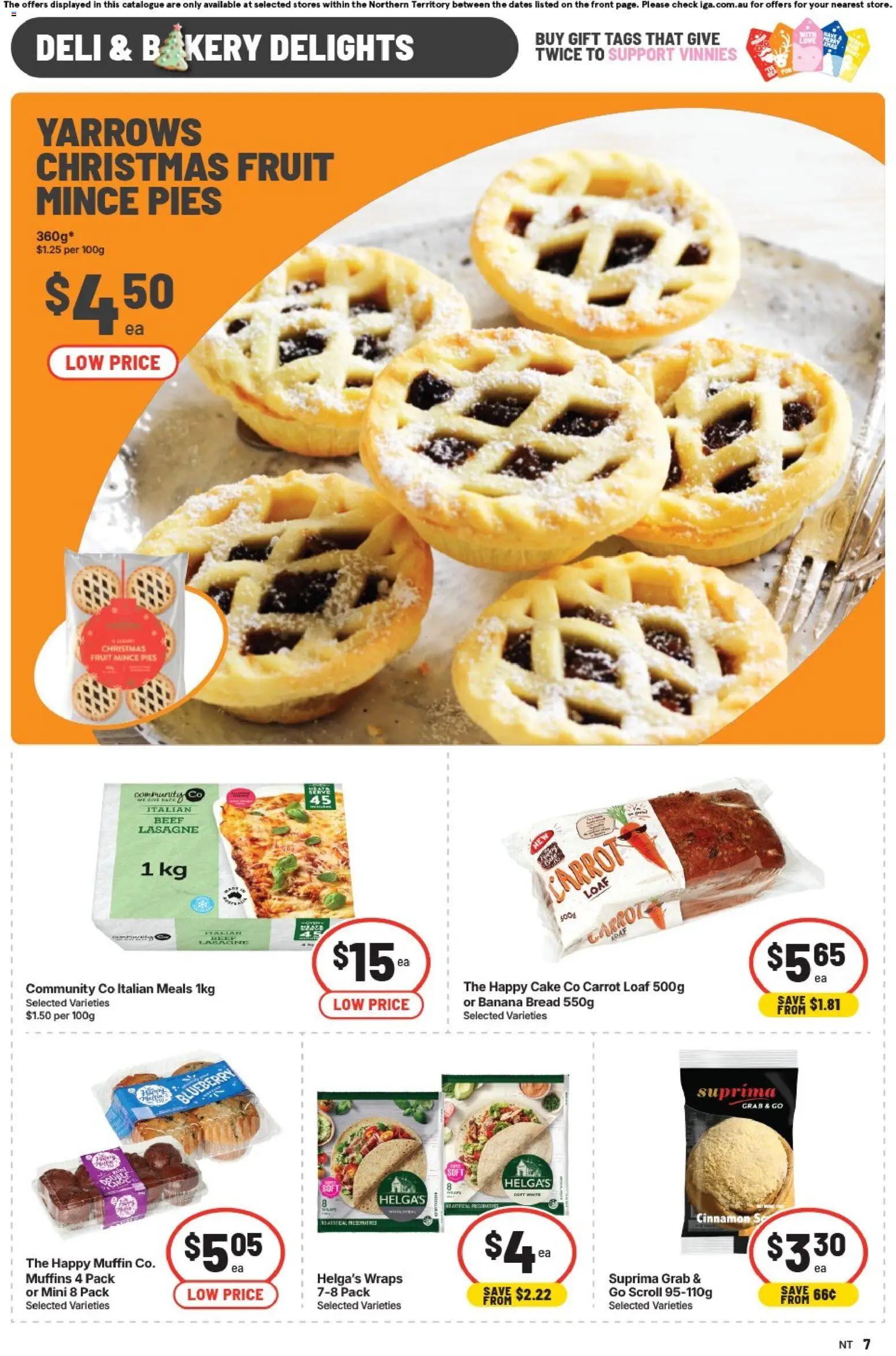 IGA catalogue - valid from 12.11.2025 | Page: 8 | Products: Bread, Muffins, Beef, Pies
