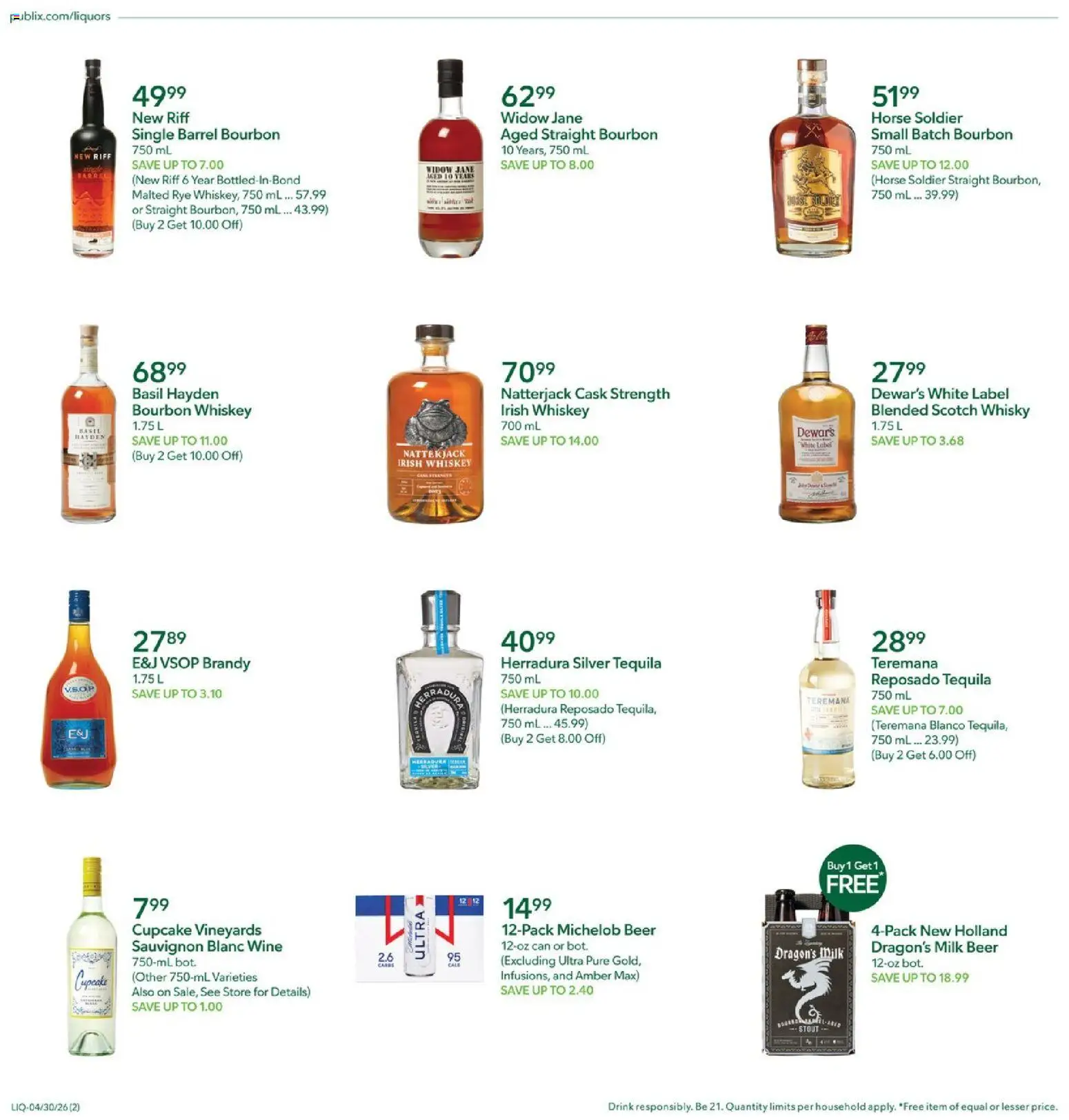 Publix Liquor - valid from 30.04.2026 | Page: 2 | Products: Wine, Beer, Bourbon, Whiskey