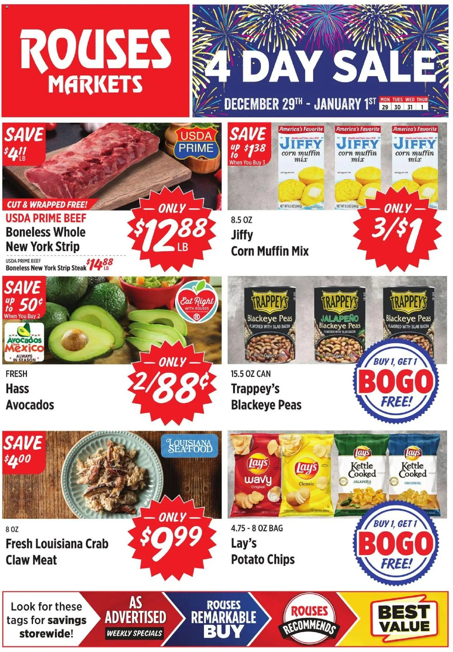 Rouses Weekly Ad - LA - valid from 26.12.2025 | Page: 1 | Products: Beef, Muffin, Bag, Kettle