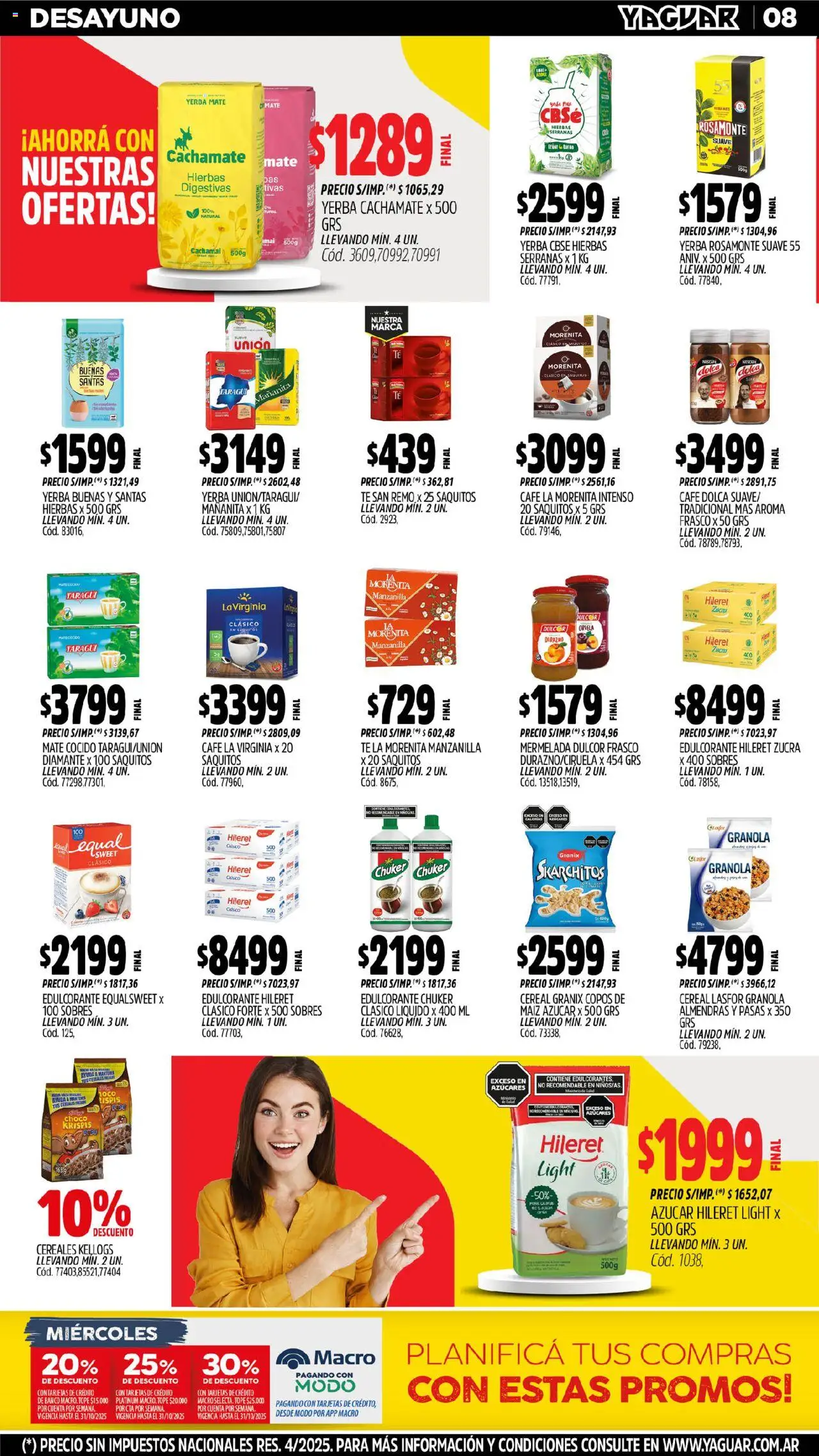 Yaguar catálogo - Jujuy │ válido desde el 13.10.2025 | Página: 8 | Productos: Banco, Edulcorante, Frasco, Mate cocido
