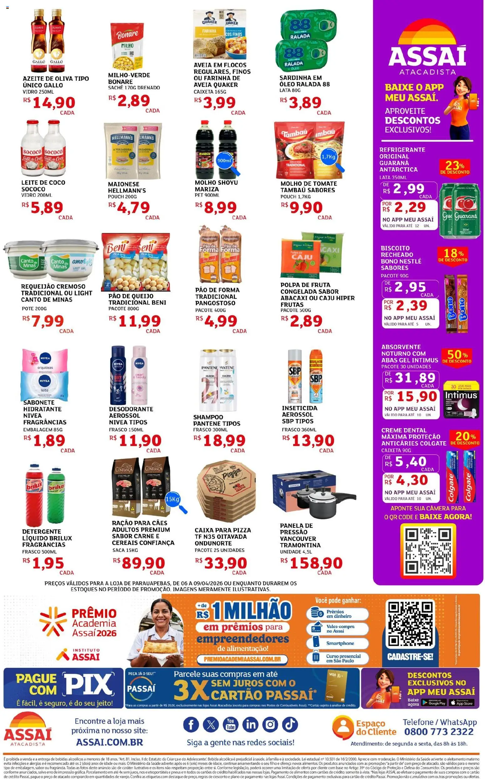 Assaí Atacadista Folheto - válido de 06.04.2026 | Página: 2 | Produtos: Biscoito, Pão, Cereais, Flocos